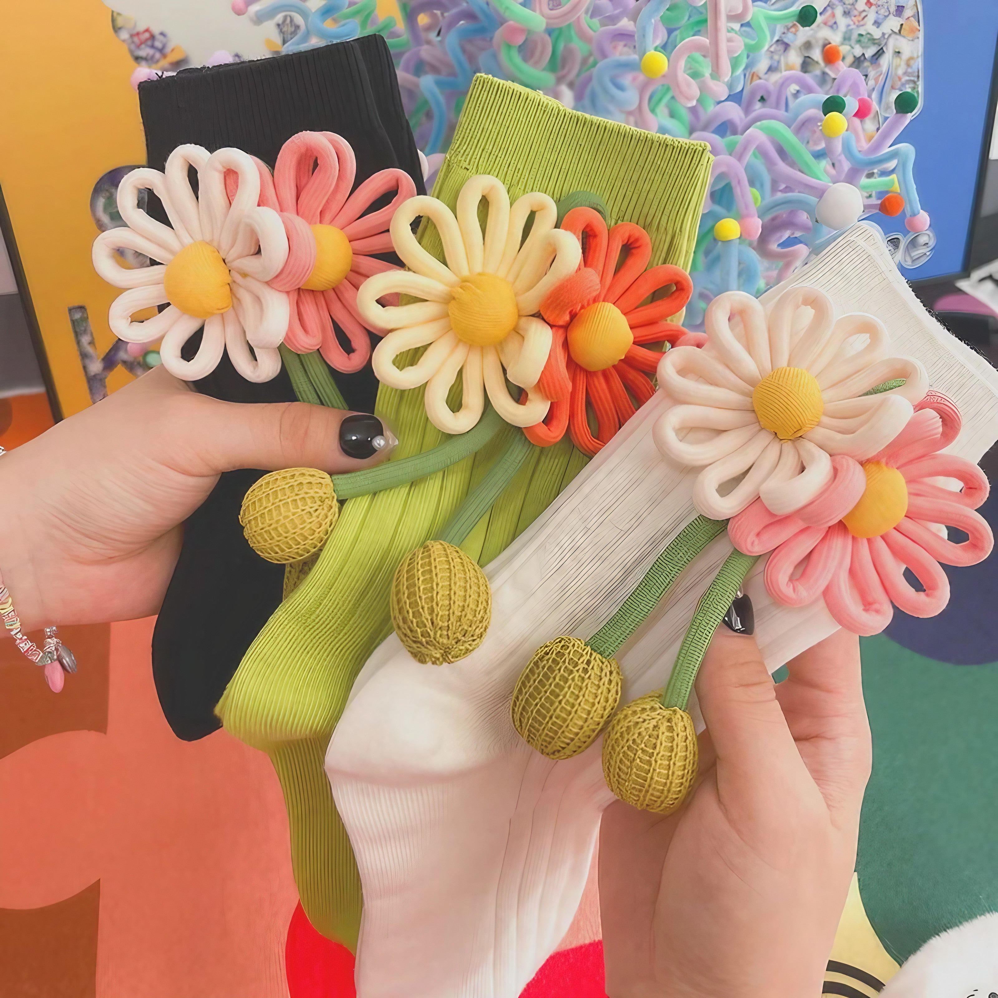 Flower Puff Socks