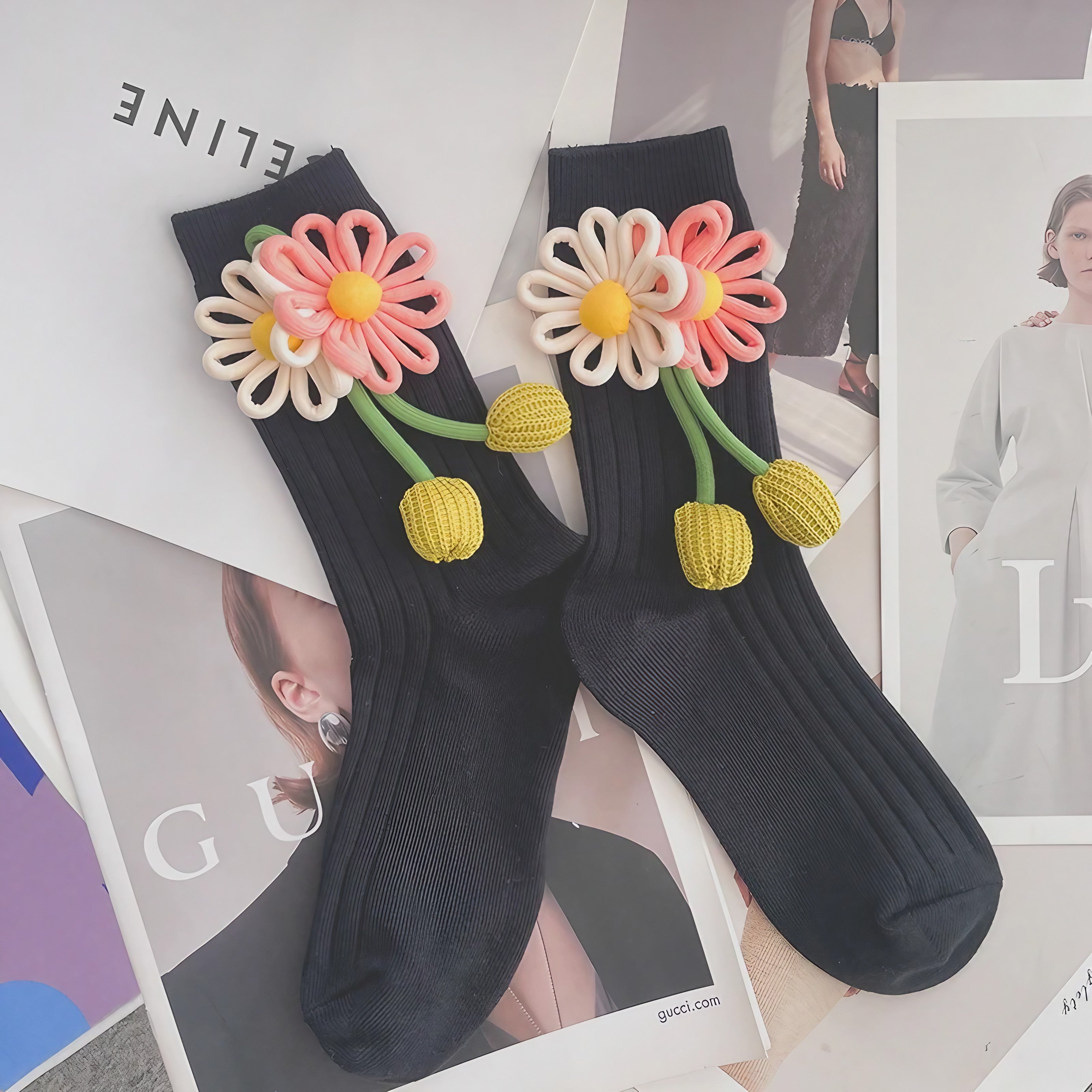 Flower Puff Socks