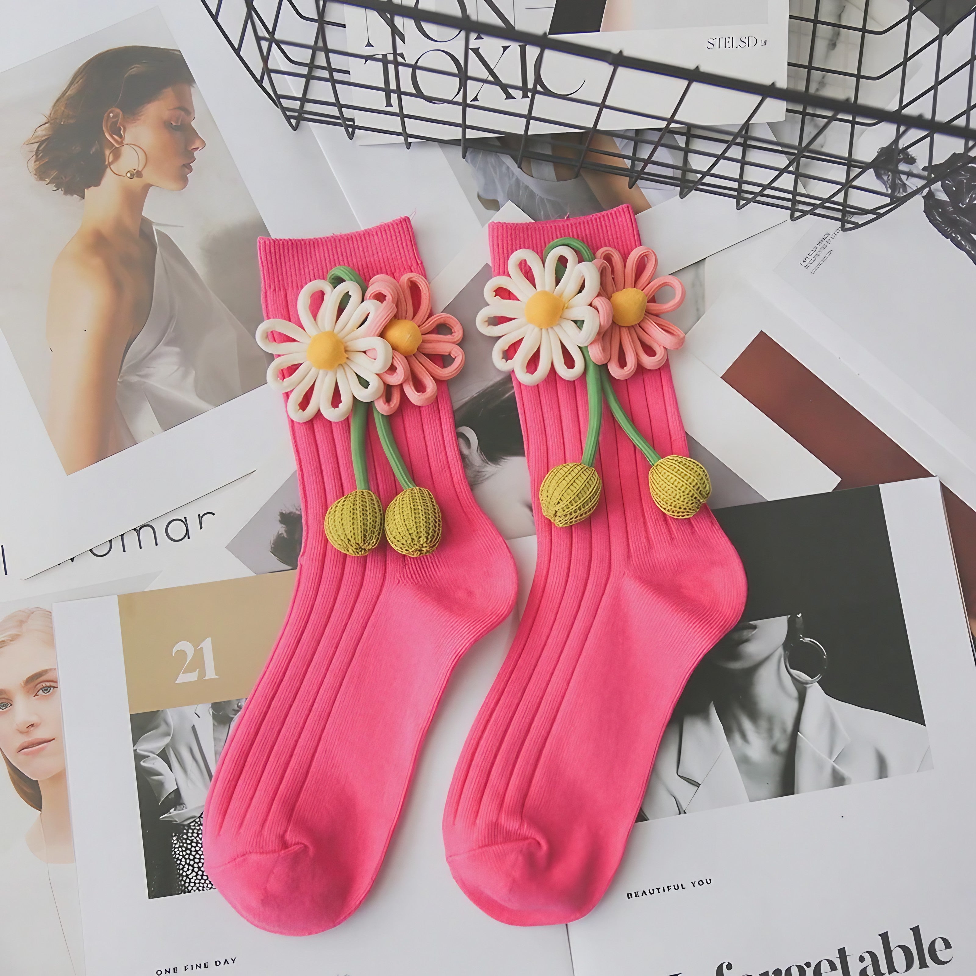 Flower Puff Socks