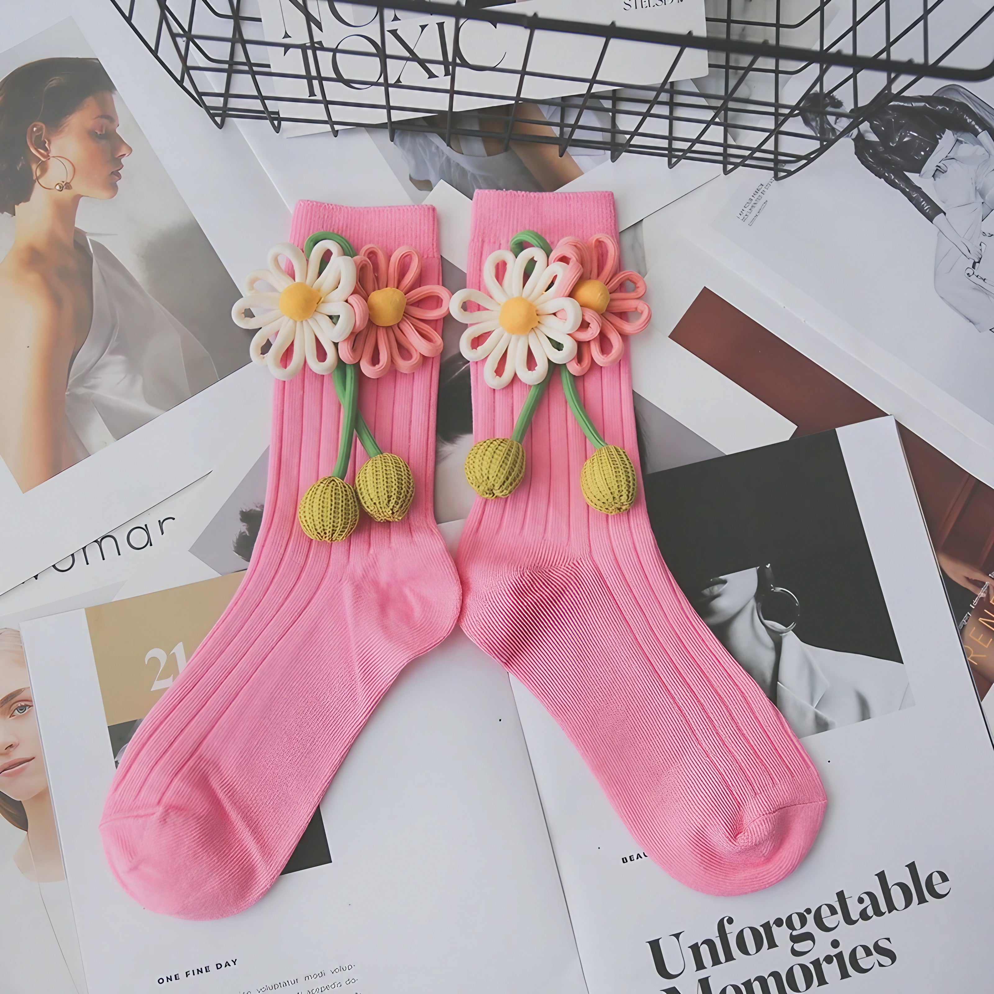 Flower Puff Socks
