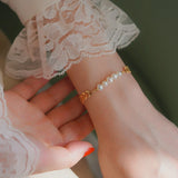 Golden Leaf Pearl Bracelet