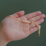Golden Leaf Pearl Bracelet