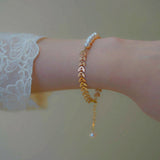 Golden Leaf Pearl Bracelet