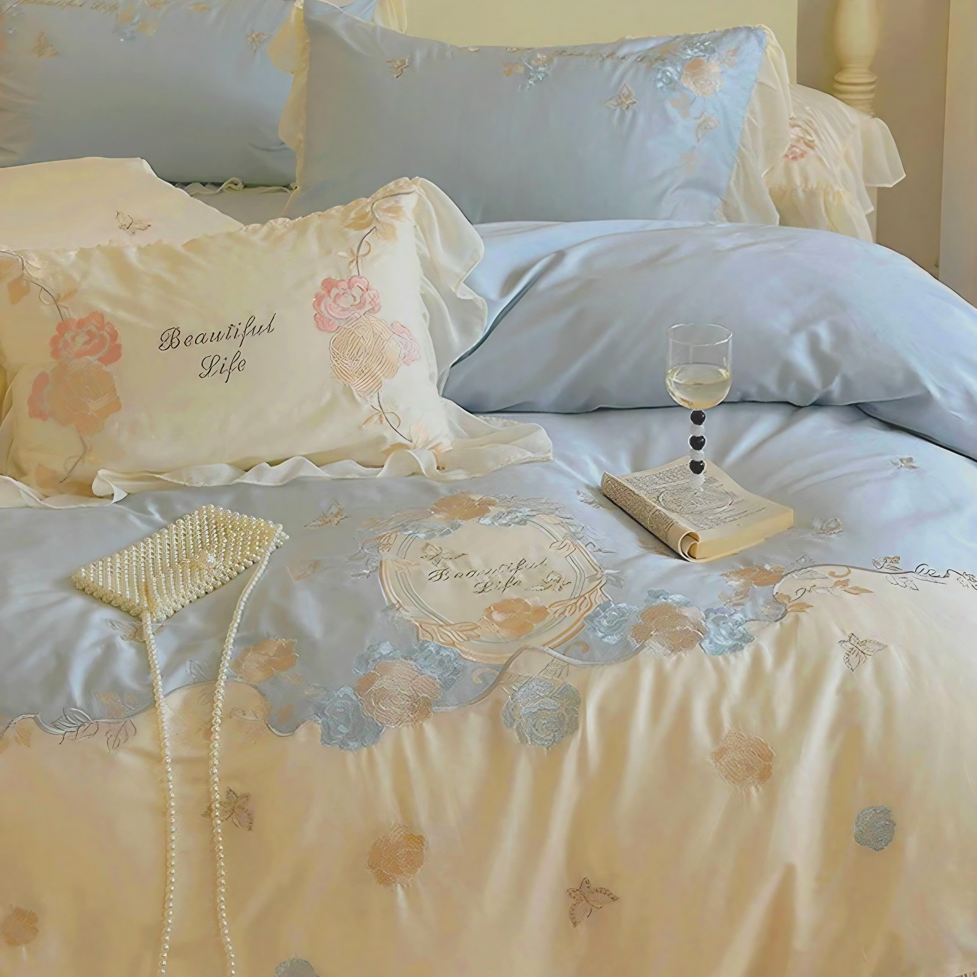 Graceful Floral Frill Bedding Set