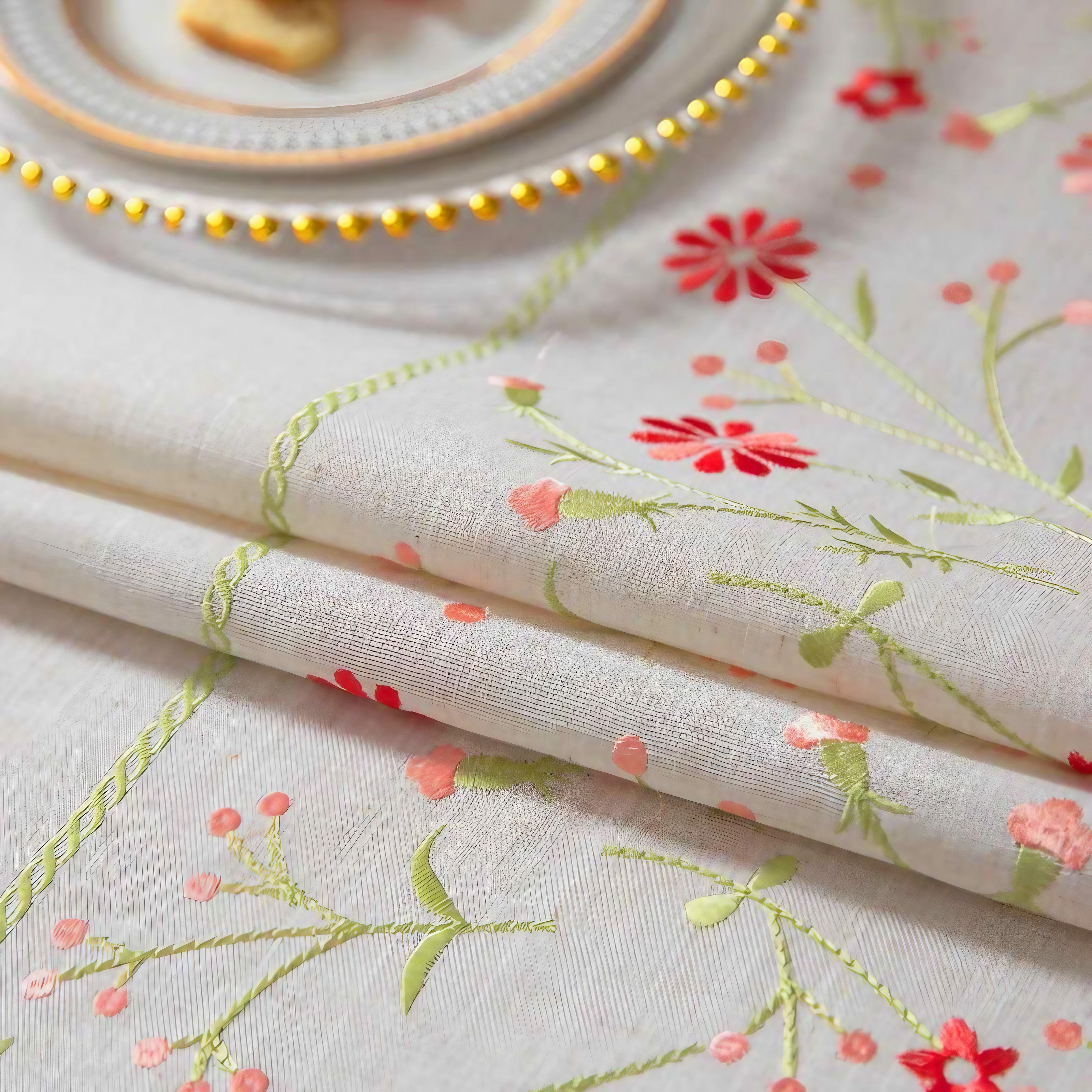 Meadow Stitch Linen Tablecloth