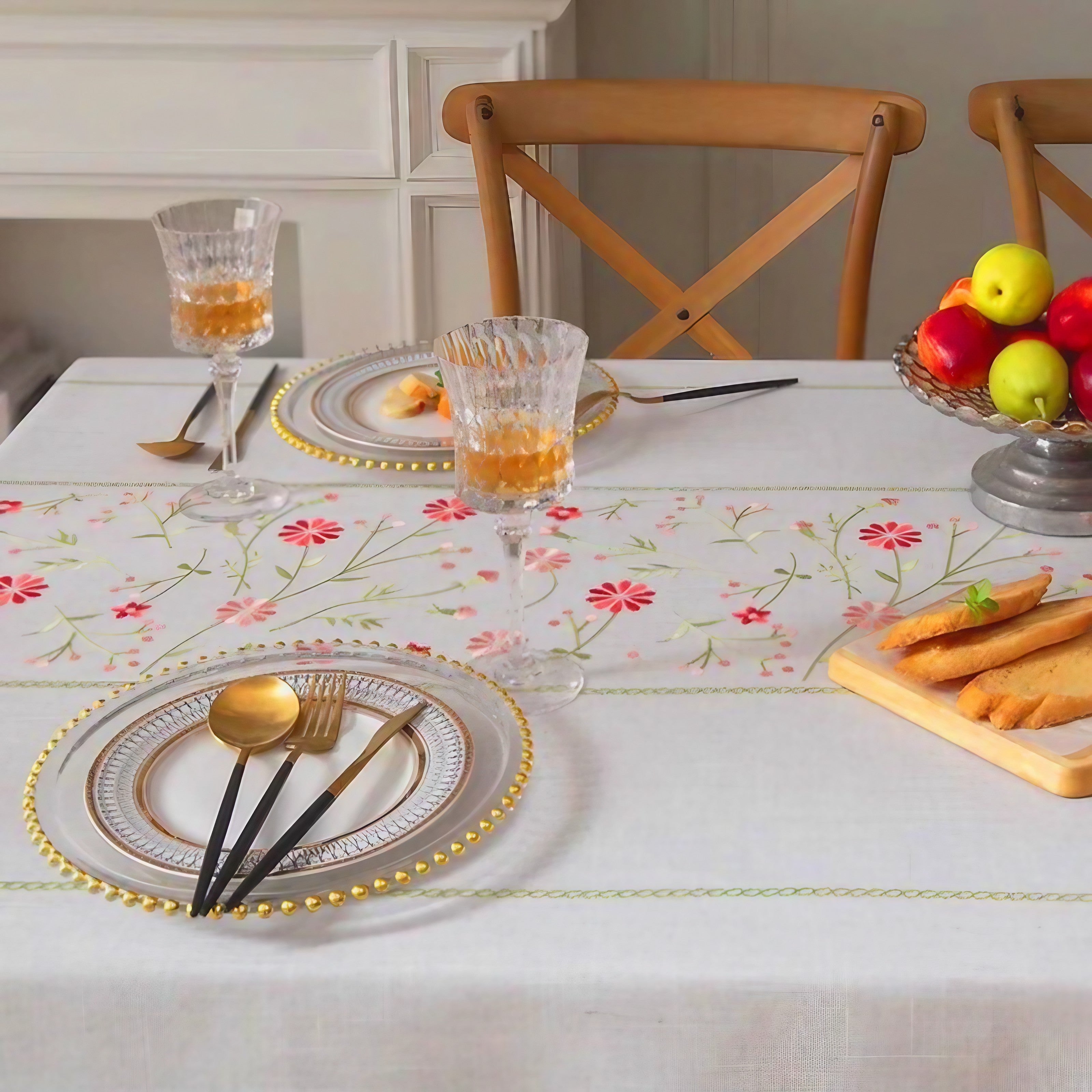 Meadow Stitch Linen Tablecloth