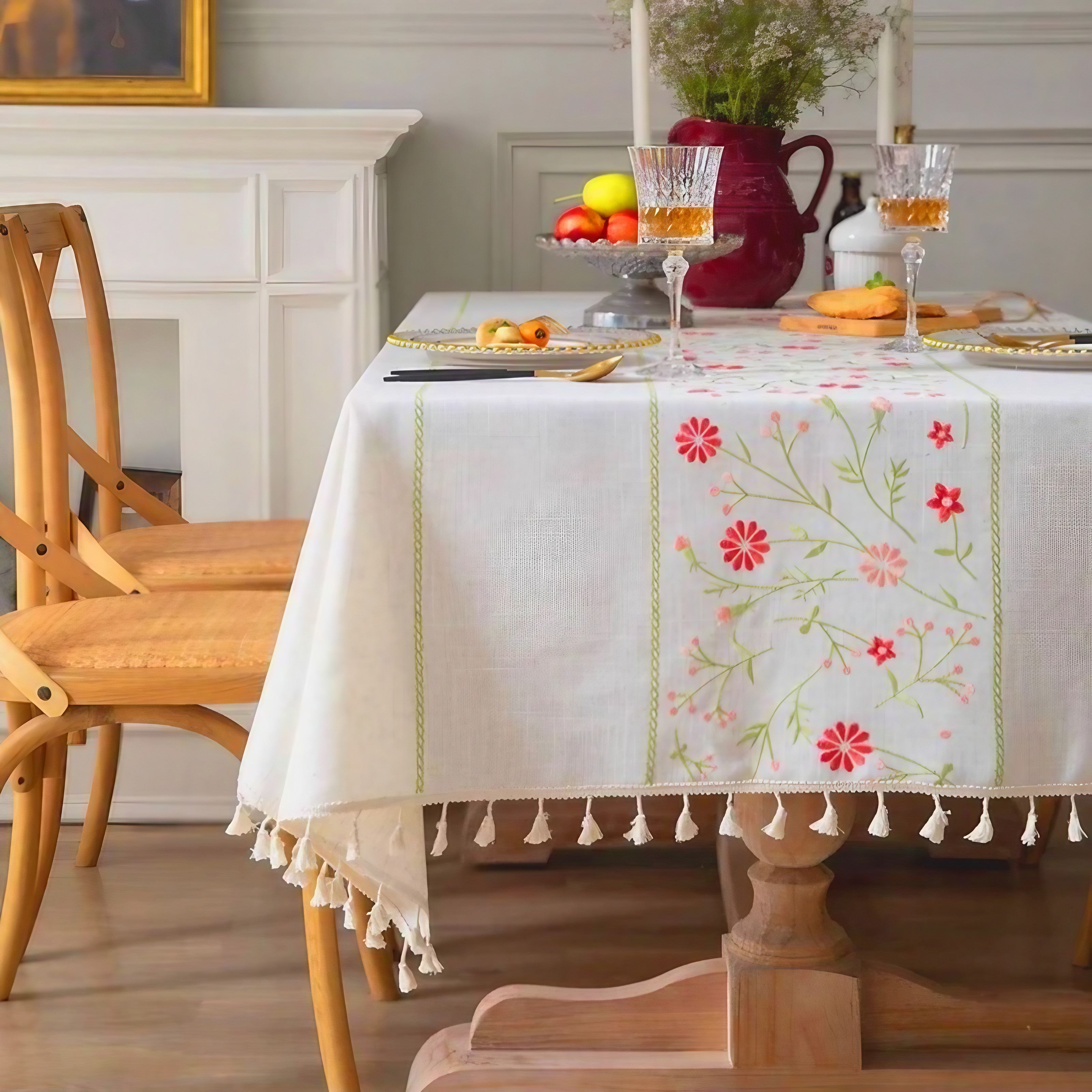 Meadow Stitch Linen Tablecloth