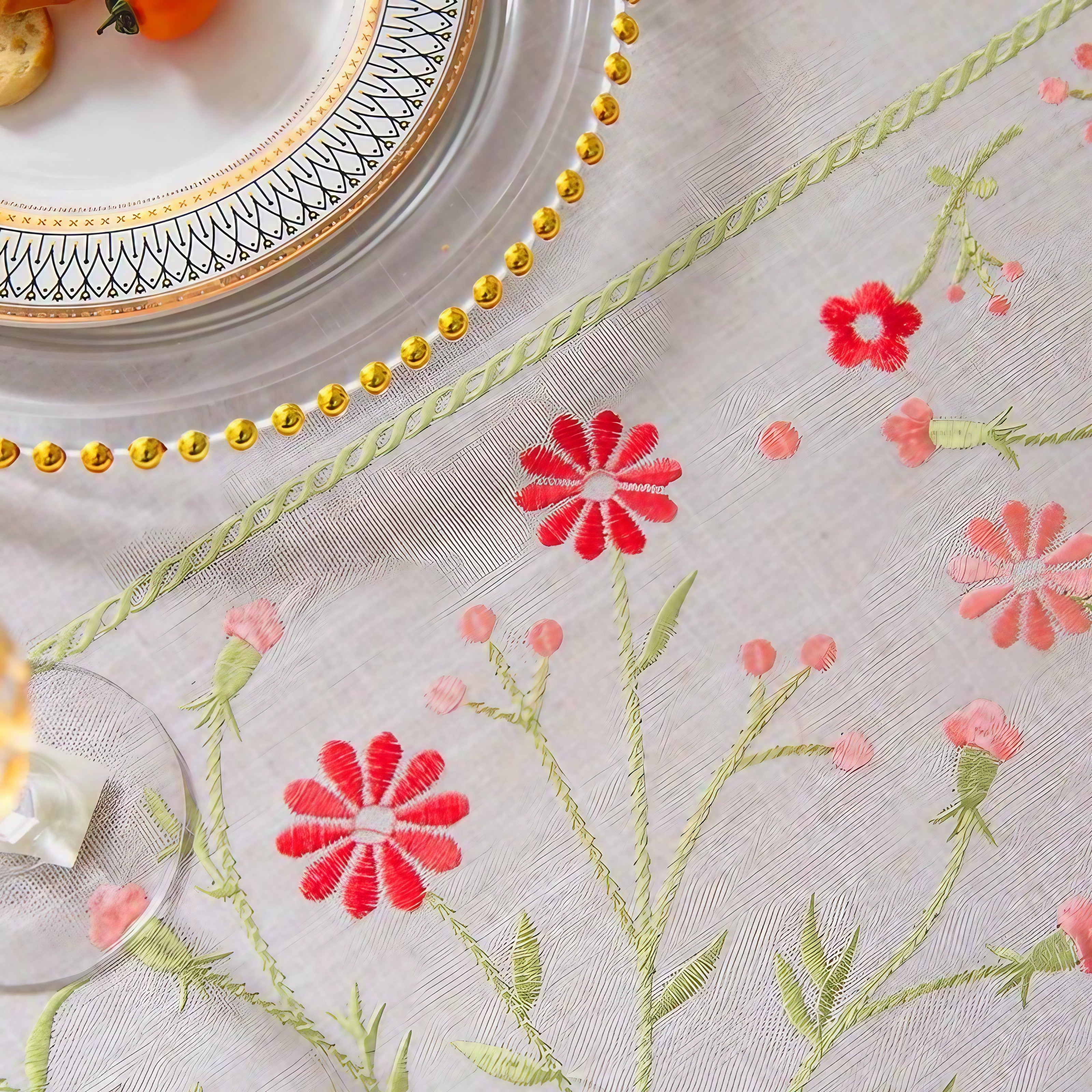 Meadow Stitch Linen Tablecloth