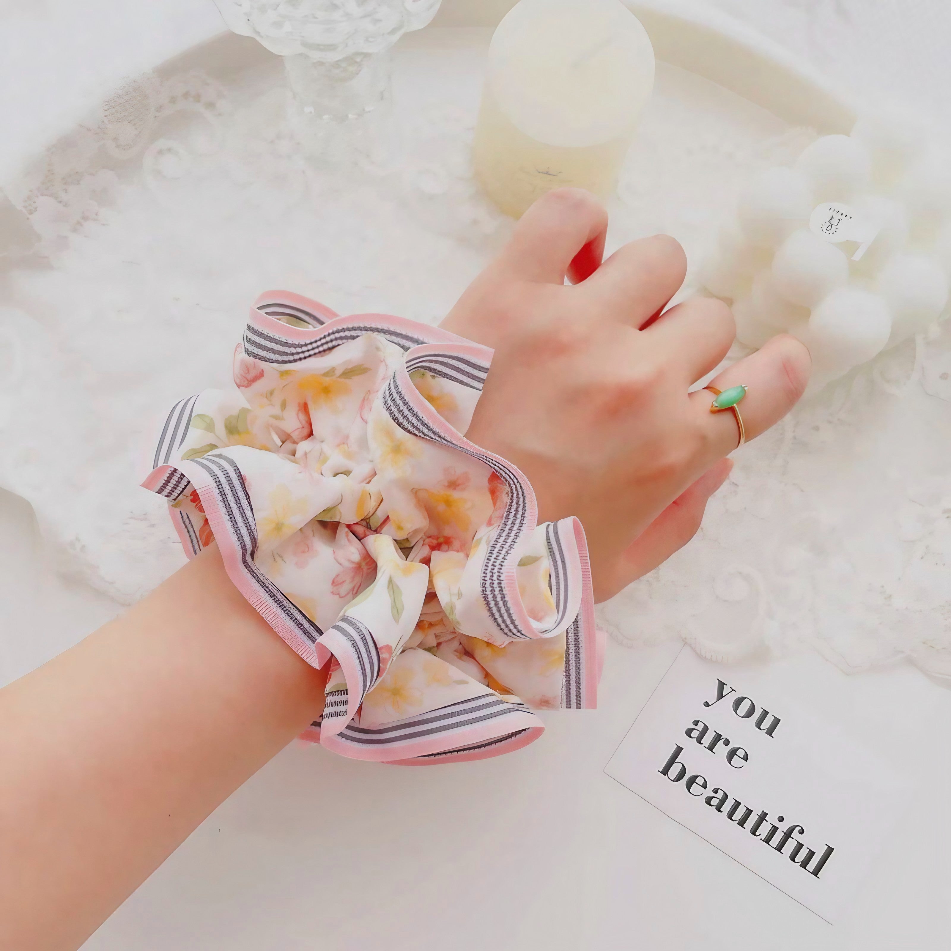Stripe Edge Floral Hair Band
