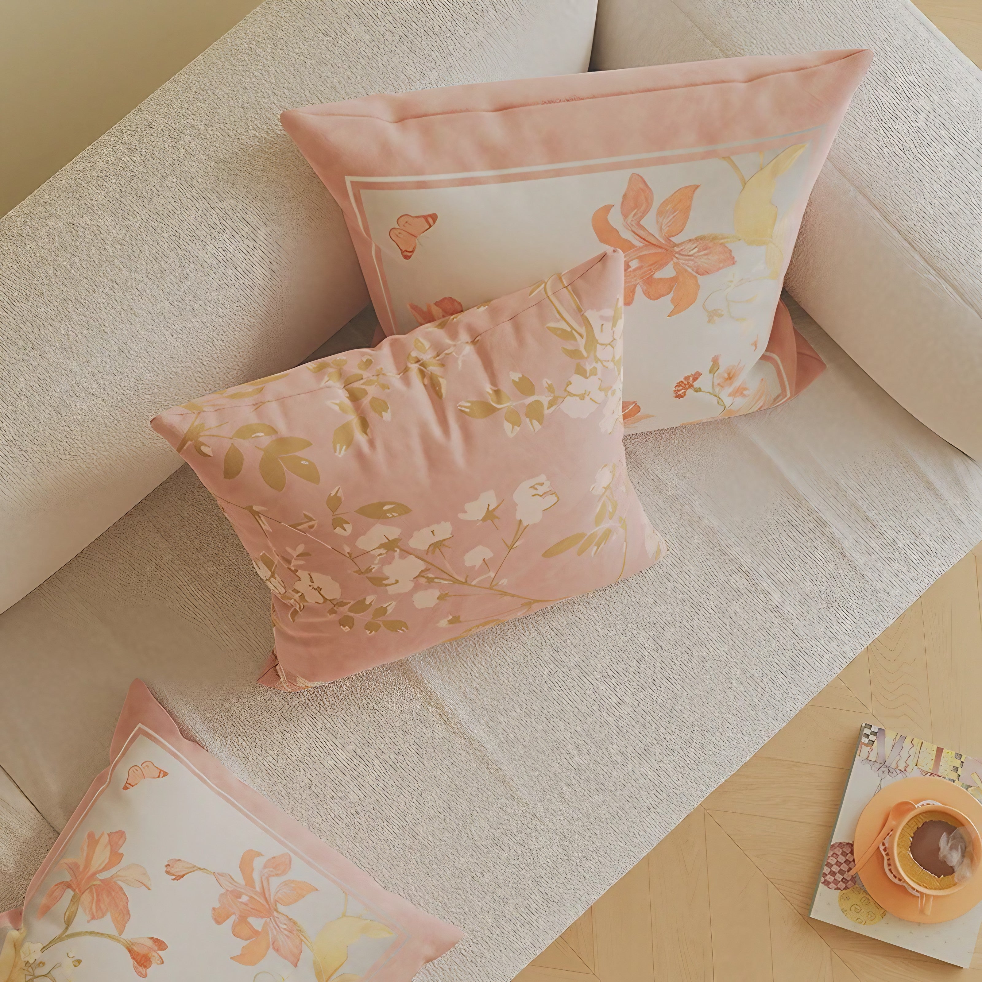 Peach Bloom Cushion Covers