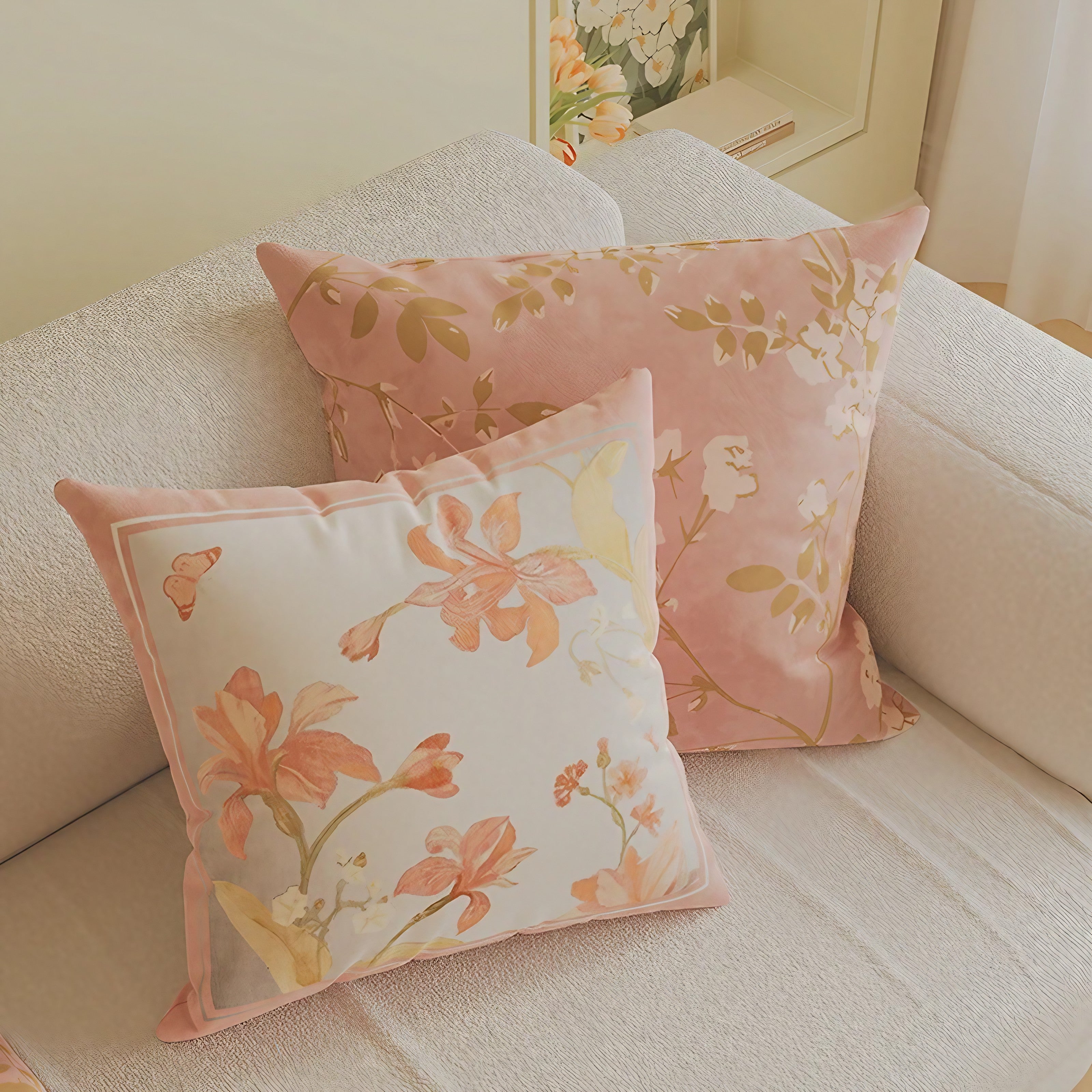Peach Bloom Cushion Covers