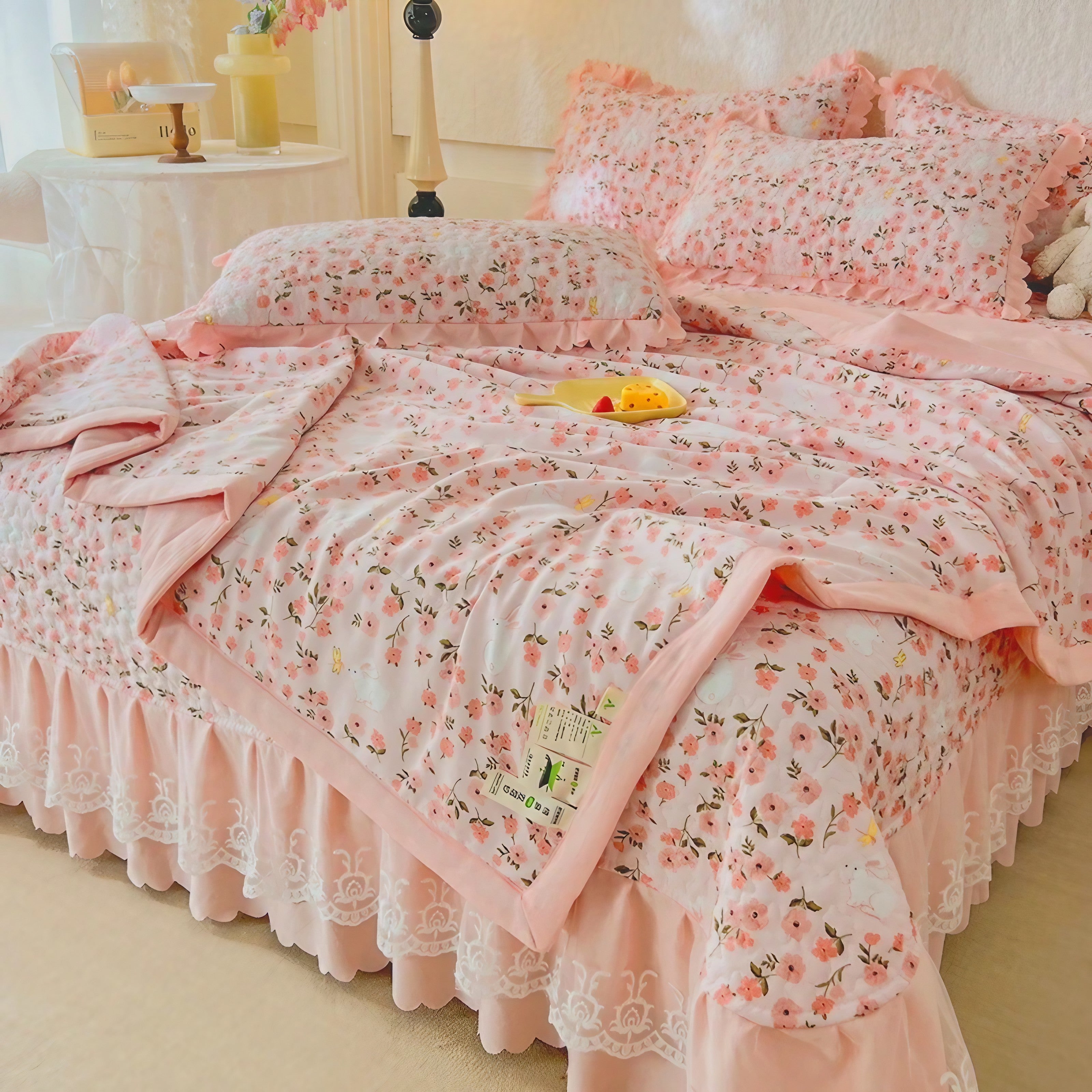 Peach Garden Ruffle Pillowcase