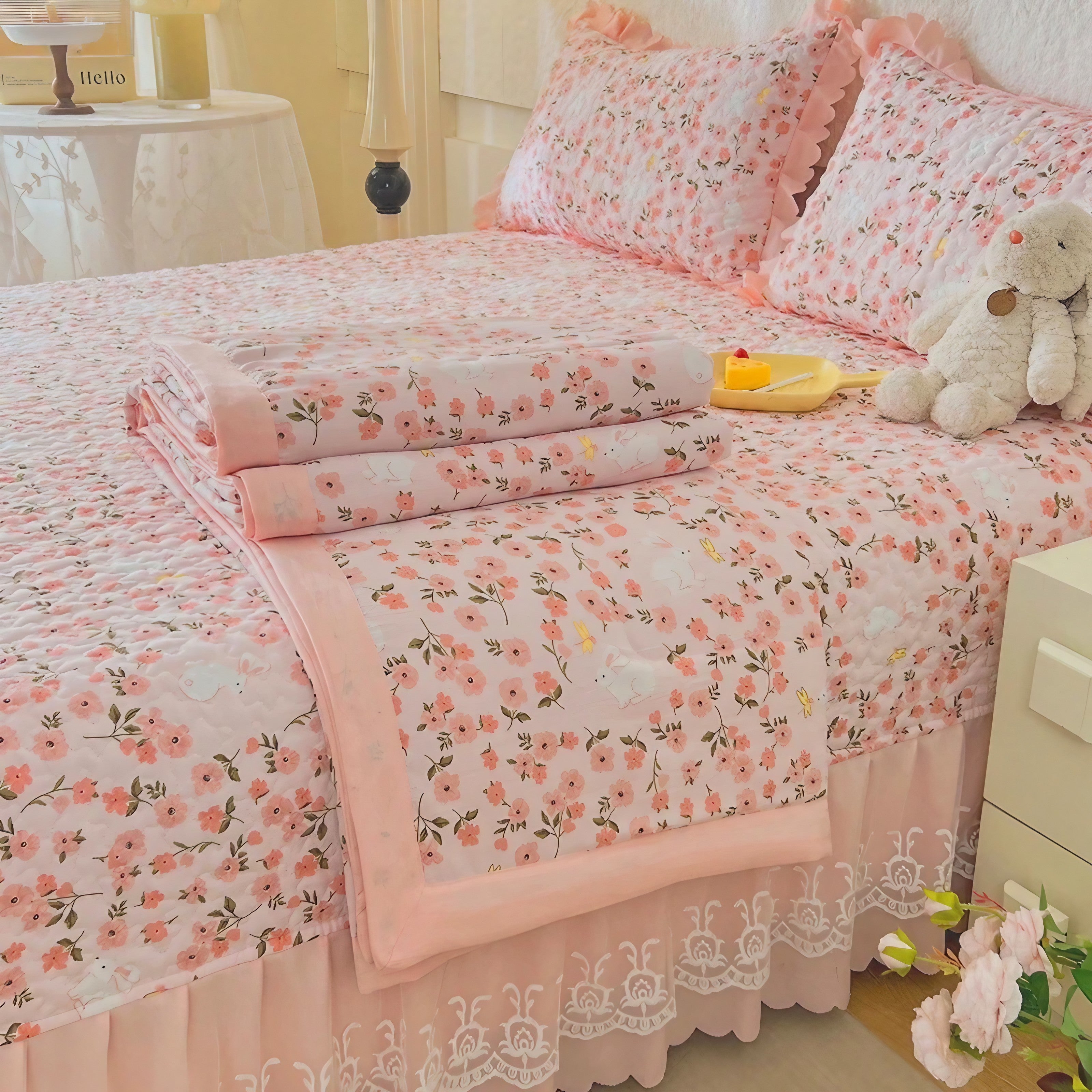 Peach Garden Ruffle Pillowcase