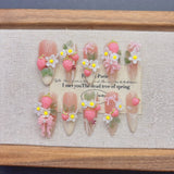 Peachy Flower Nails