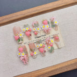 Peachy Flower Nails