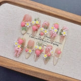 Peachy Flower Nails