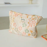 Coral Bloom Quilted Pouch