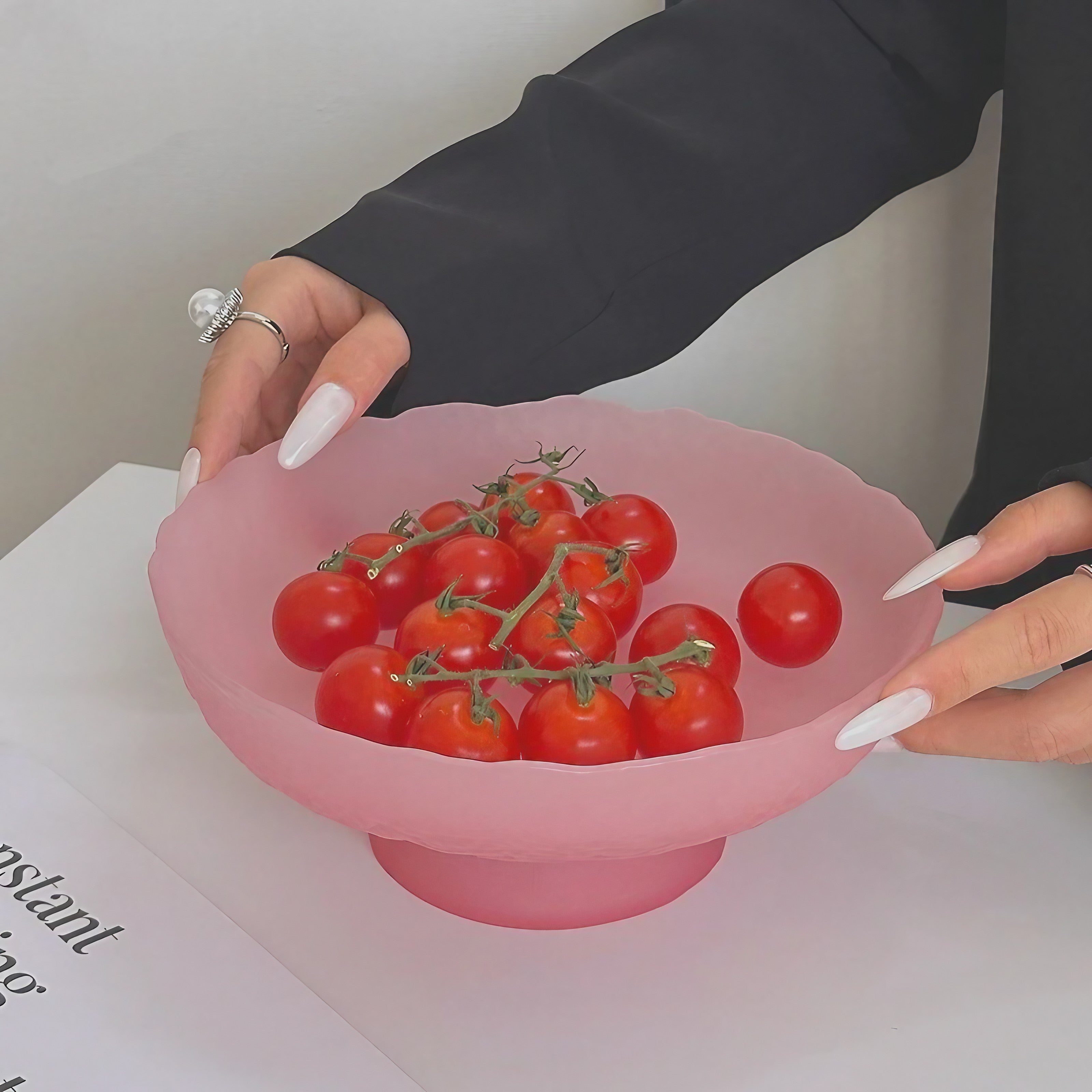 Petal Glow Frosted Glass Bowl