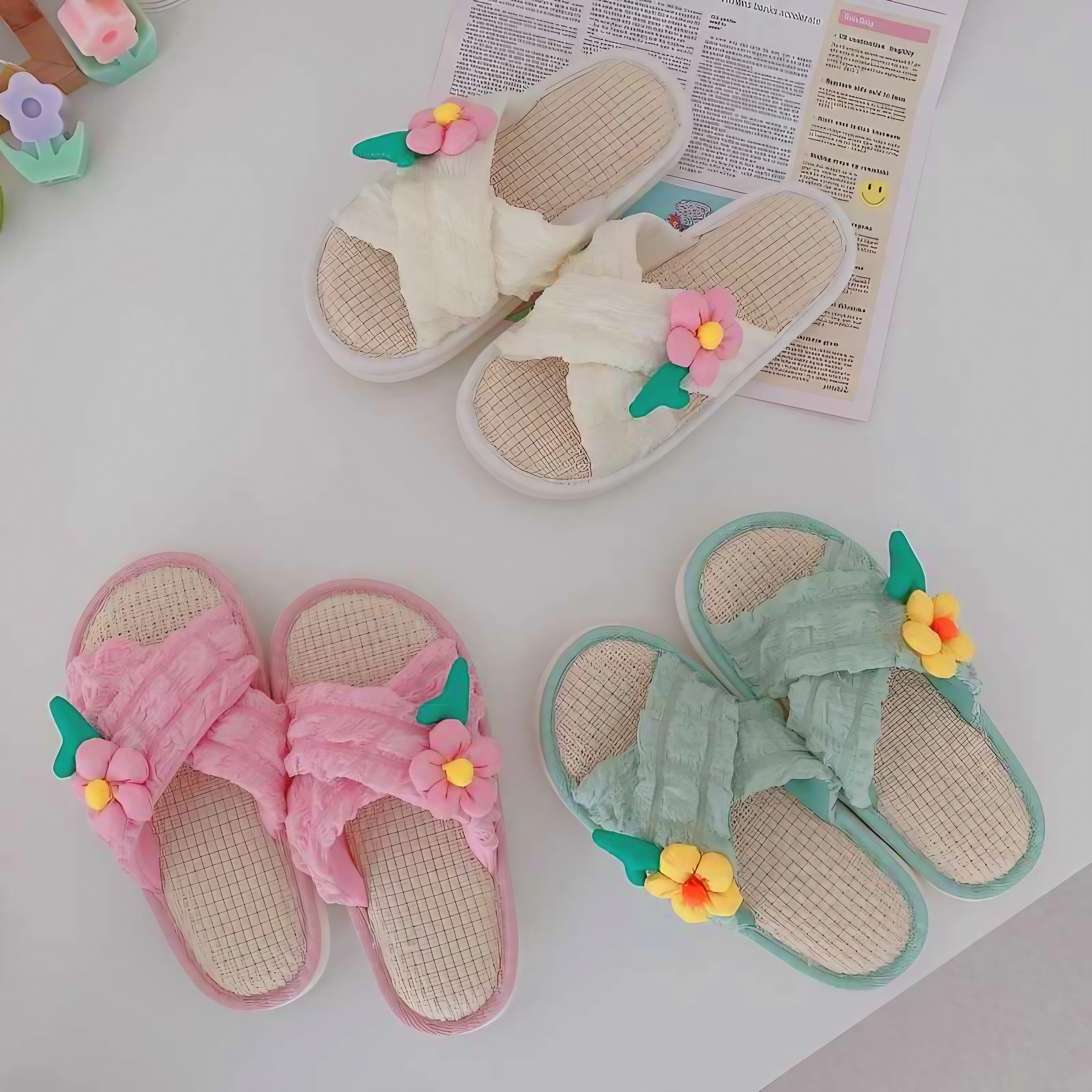 Petal Soft Linen Slippers