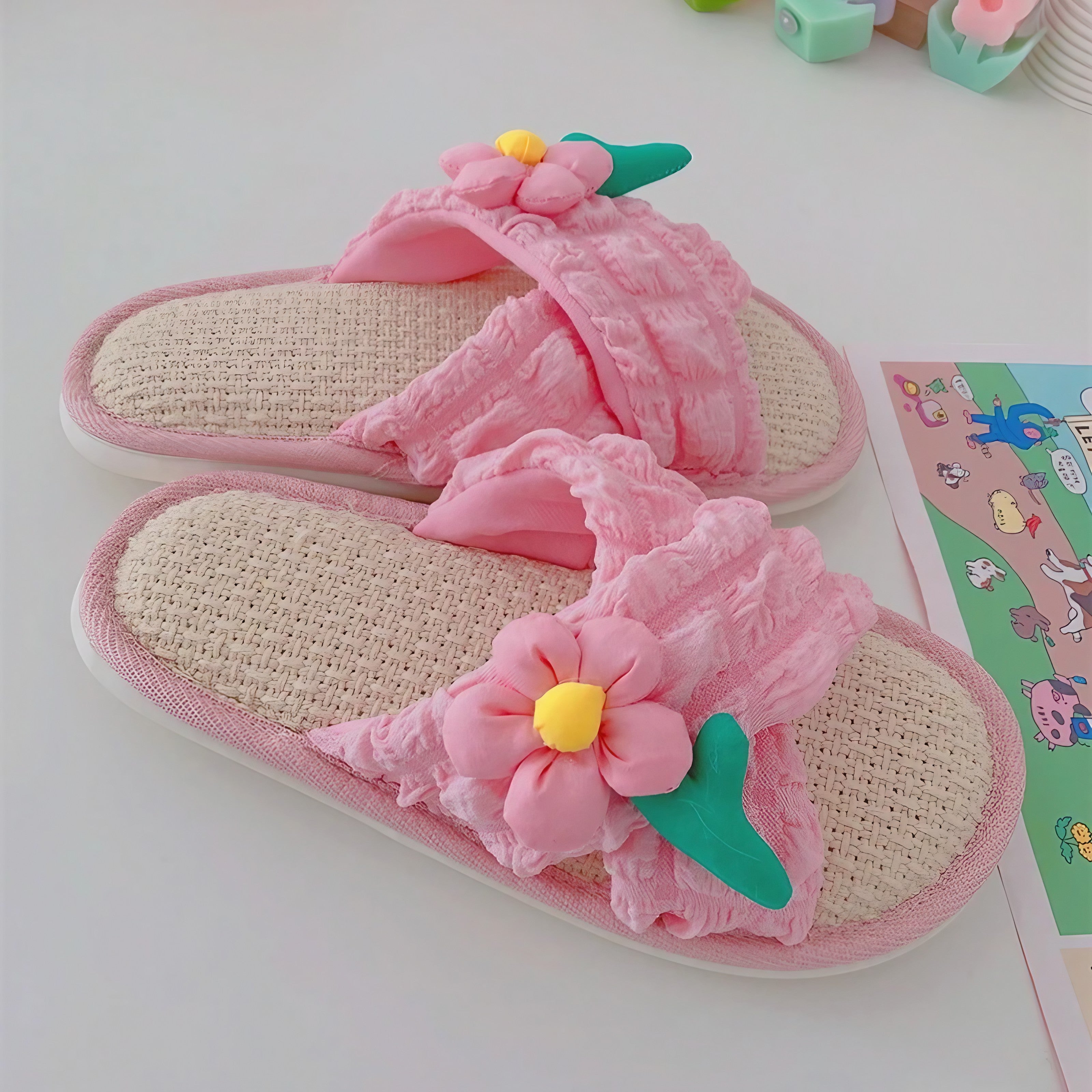 Petal Soft Linen Slippers