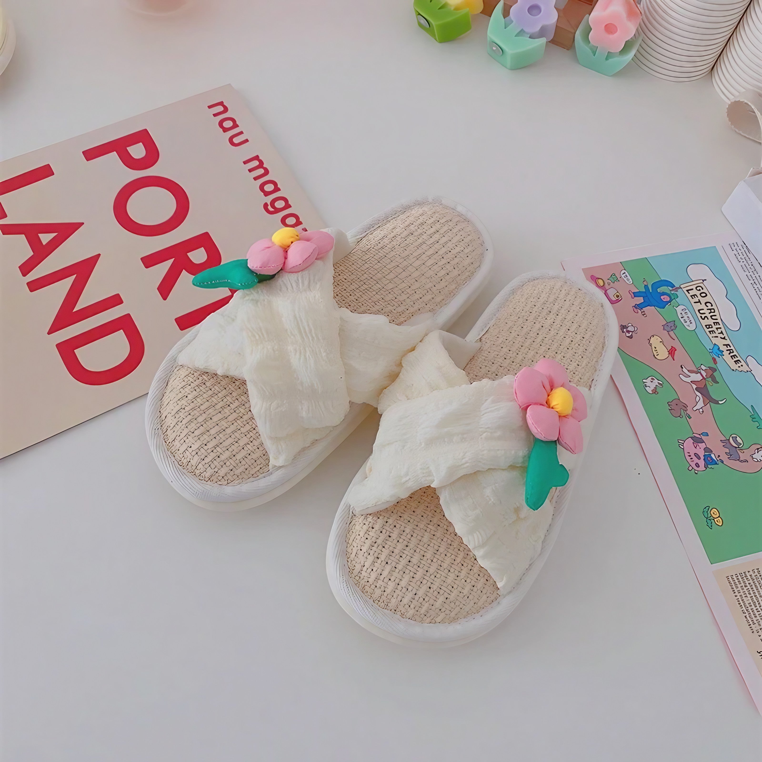 Petal Soft Linen Slippers