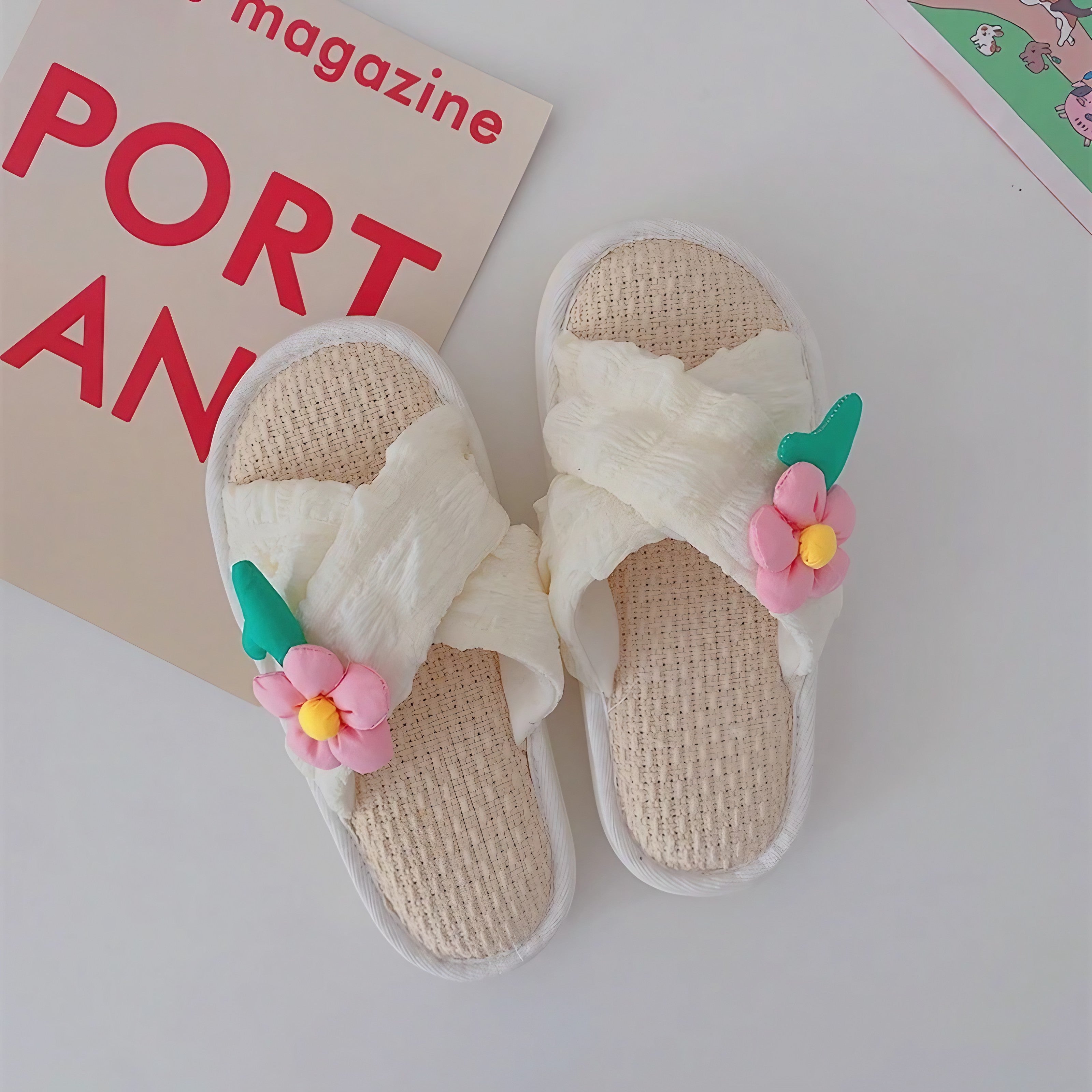 Petal Soft Linen Slippers