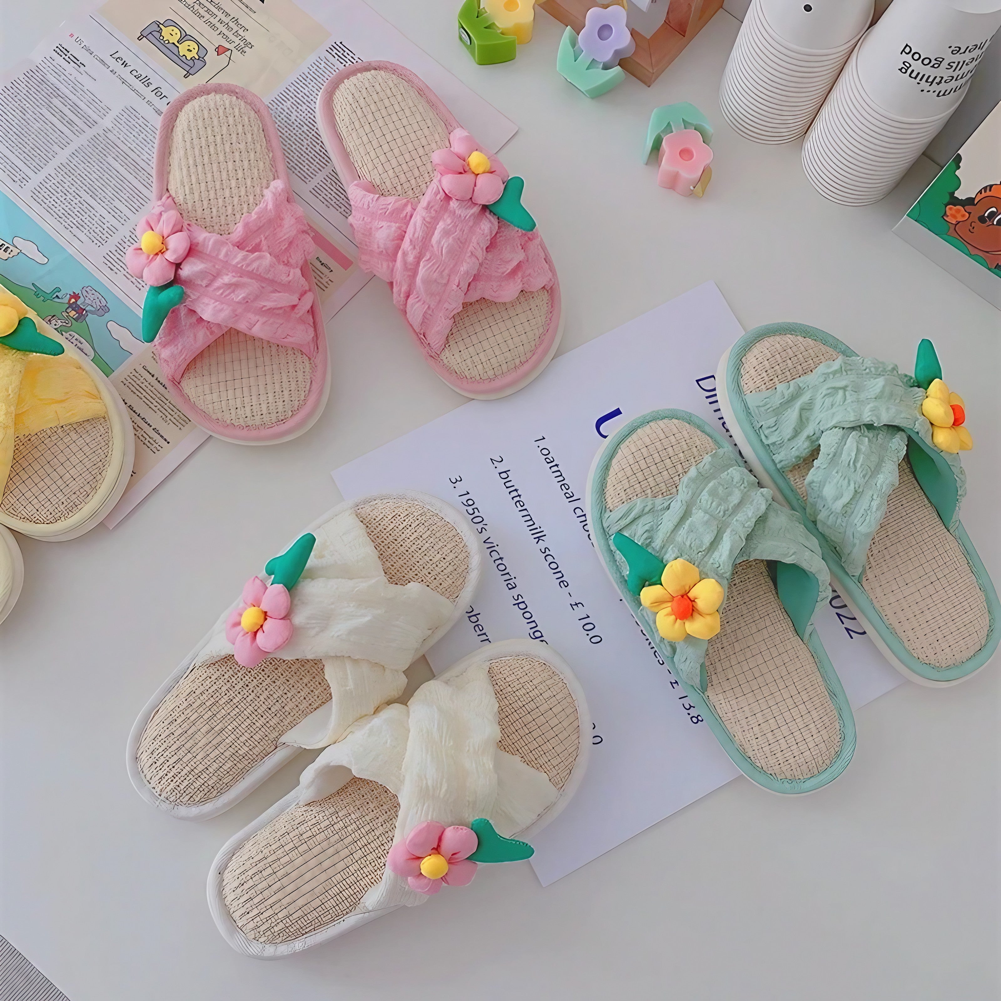 Petal Soft Linen Slippers
