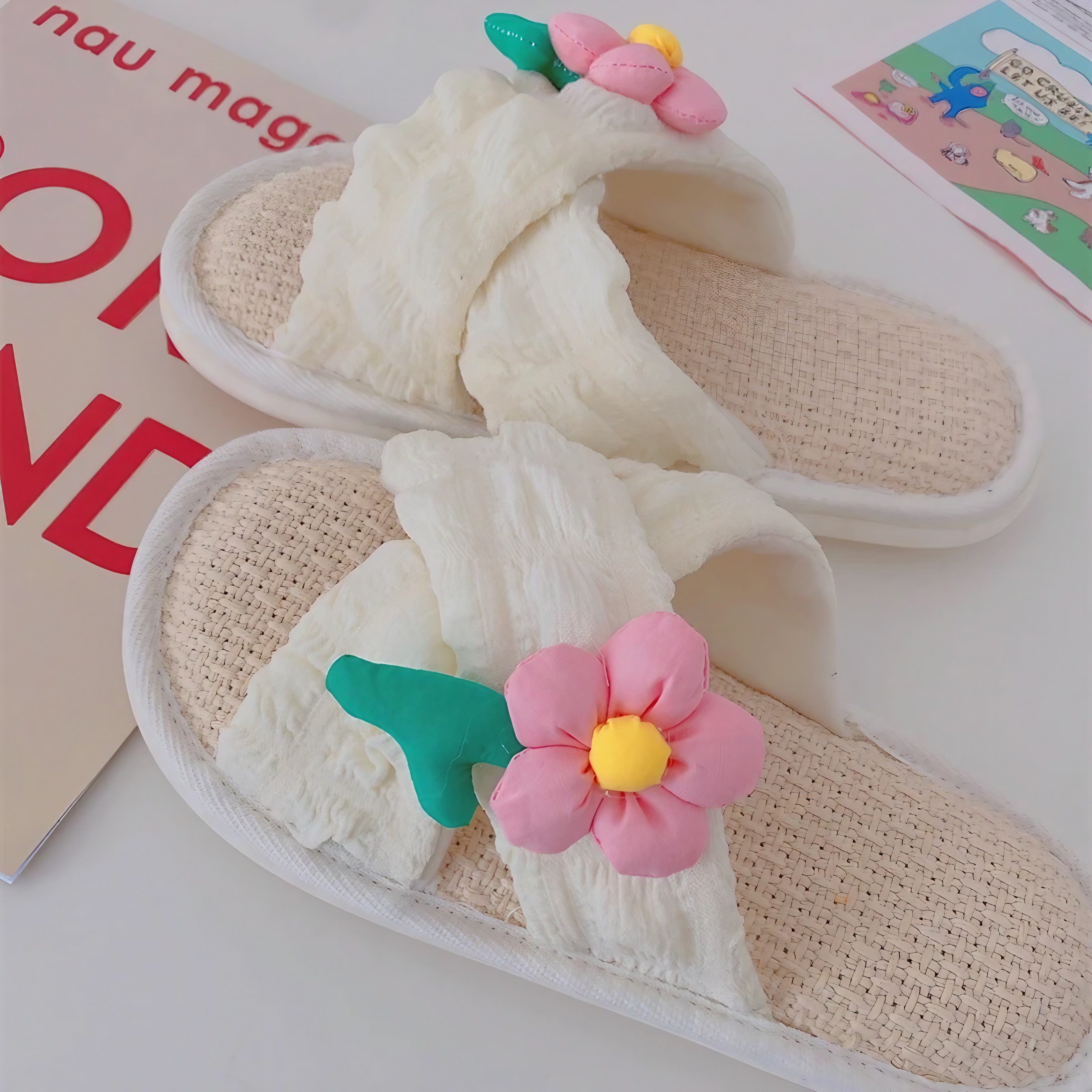 Petal Soft Linen Slippers