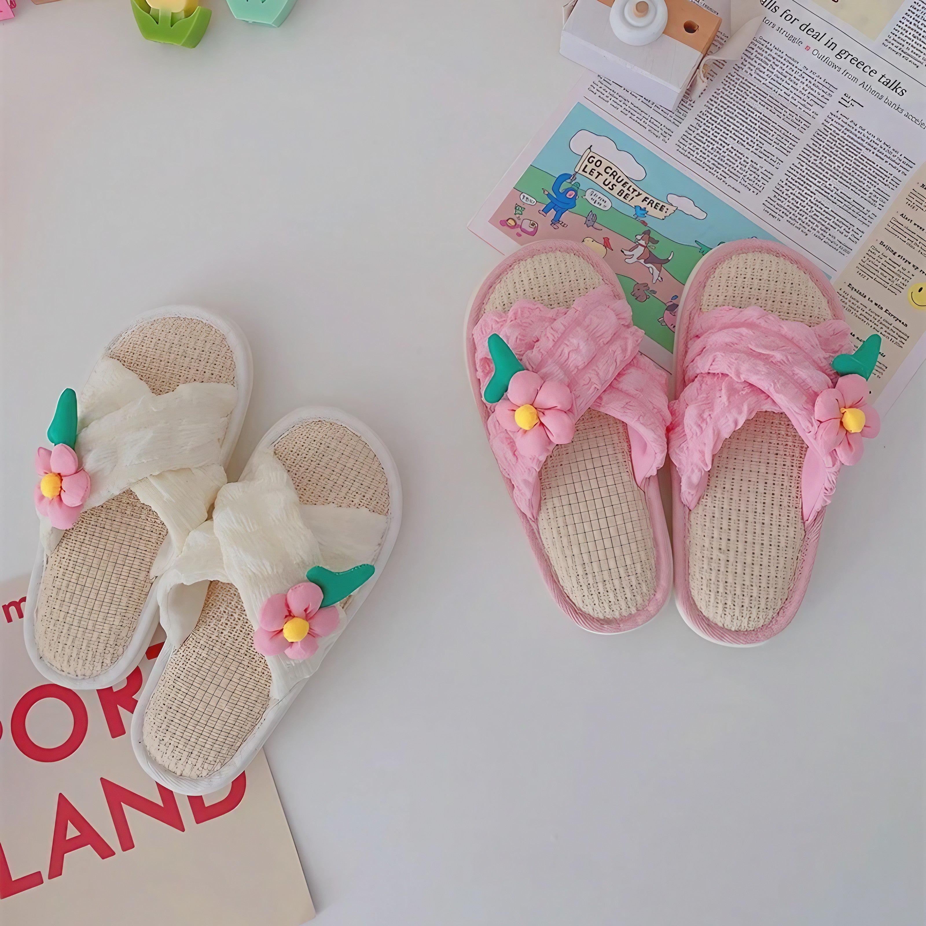 Petal Soft Linen Slippers