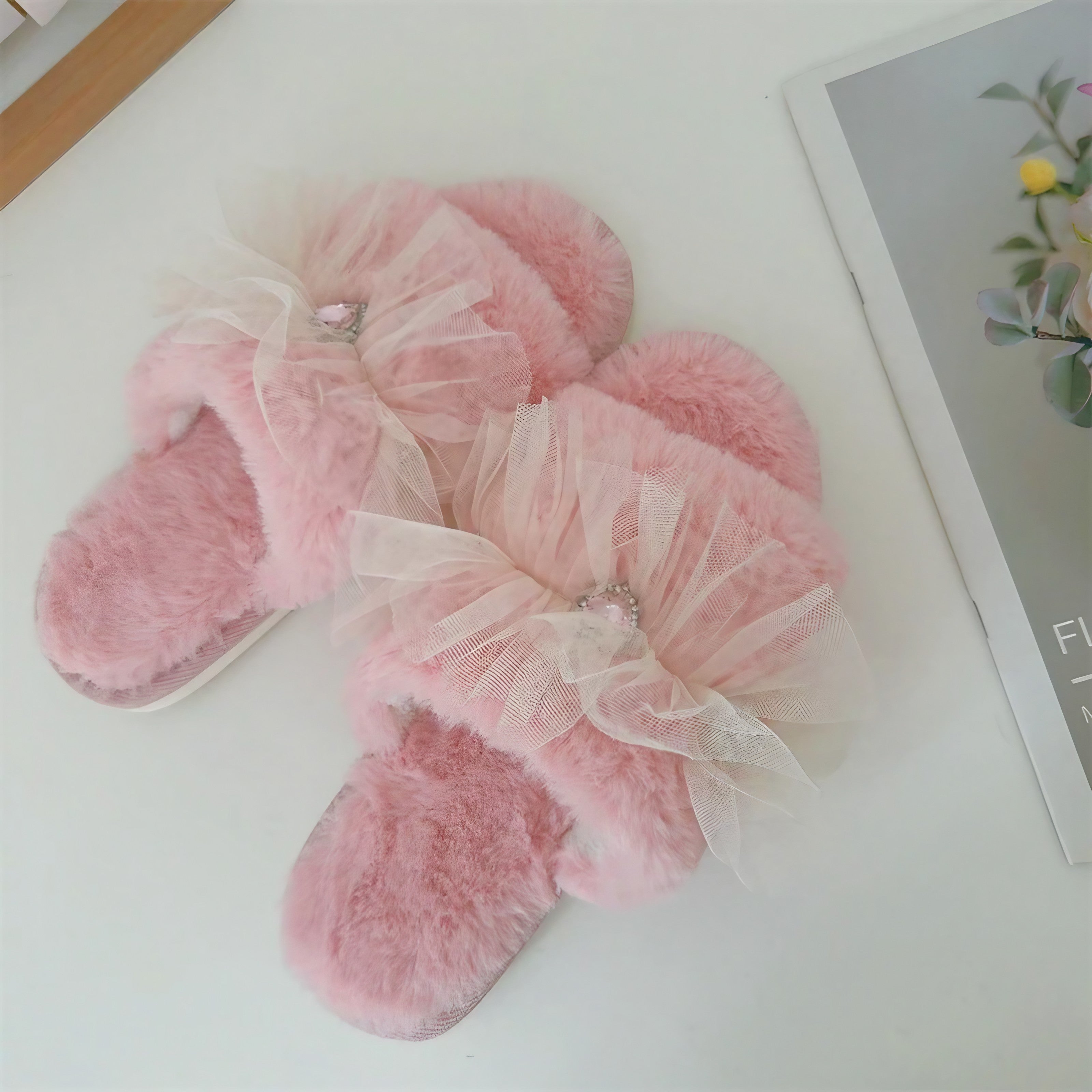 Picnic Check Frill Slippers