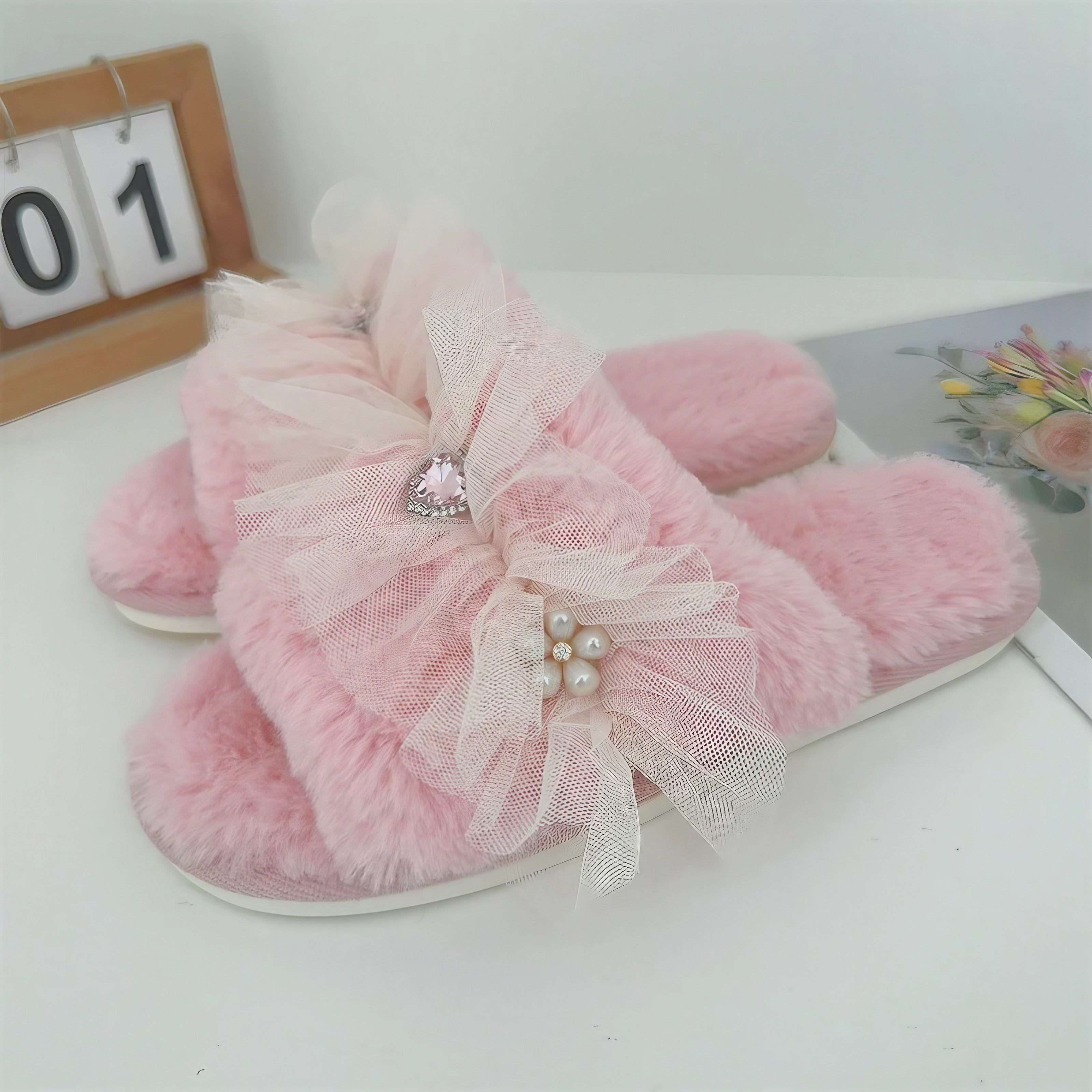 Picnic Check Frill Slippers