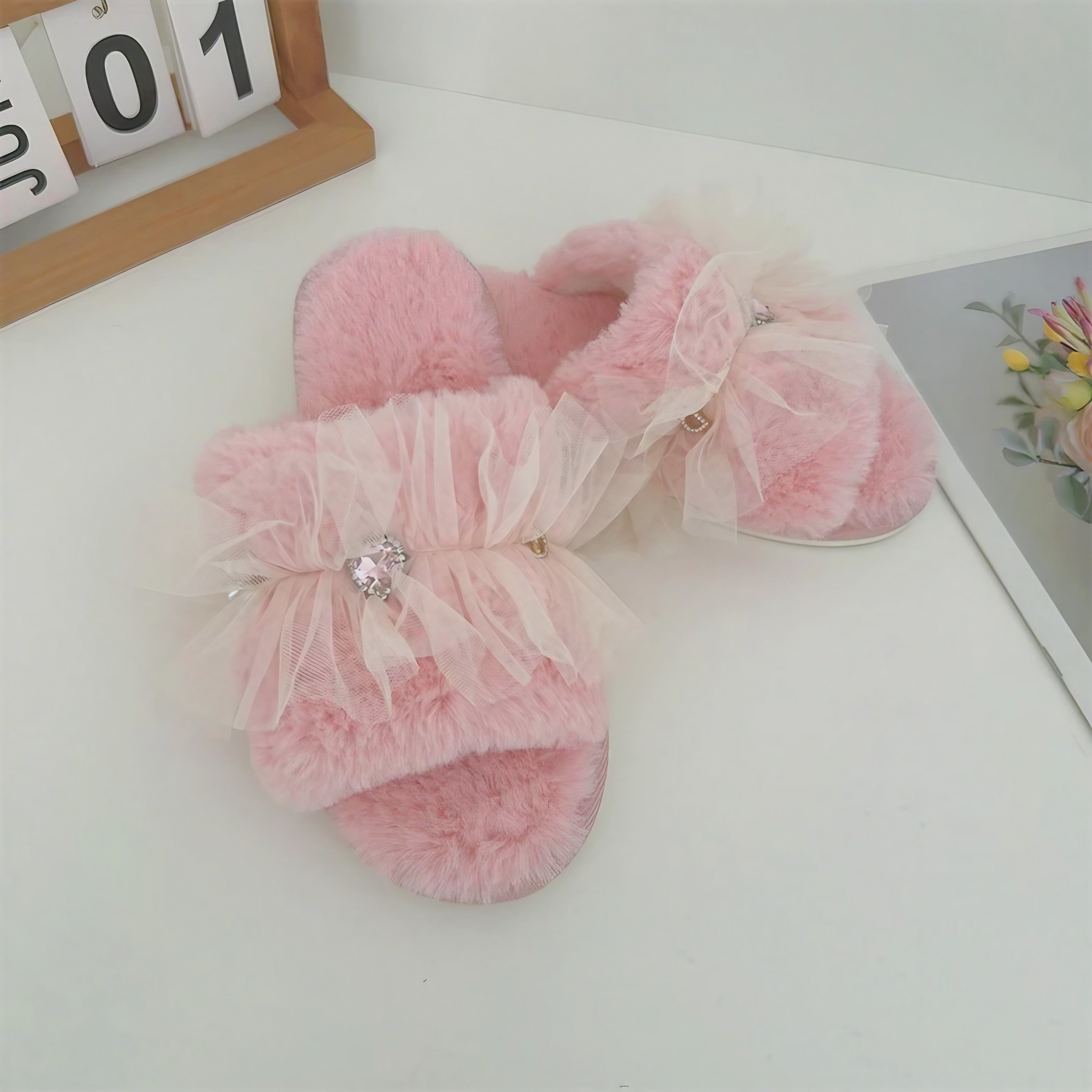 Picnic Check Frill Slippers