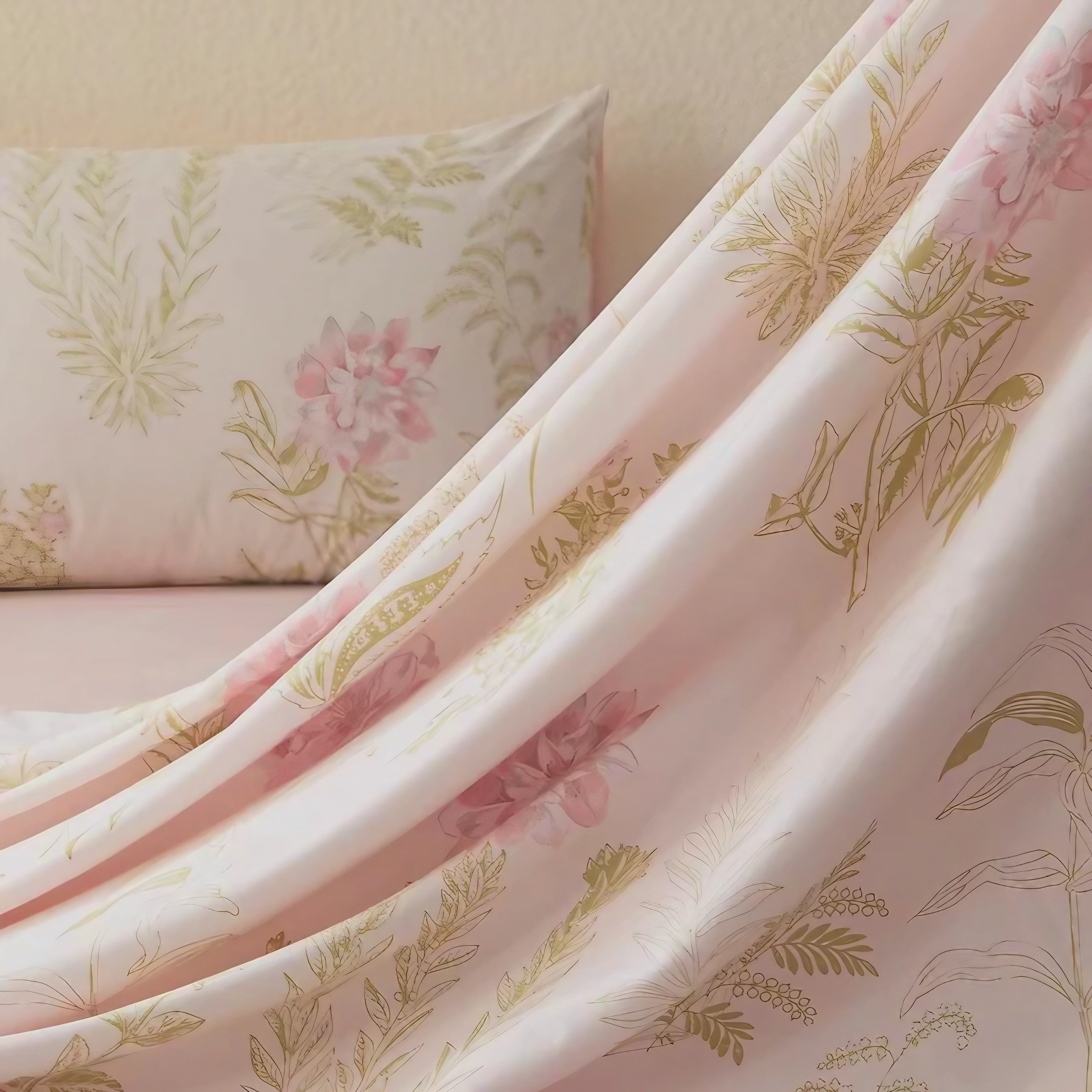 Pink Fern Blossom Bedding Set