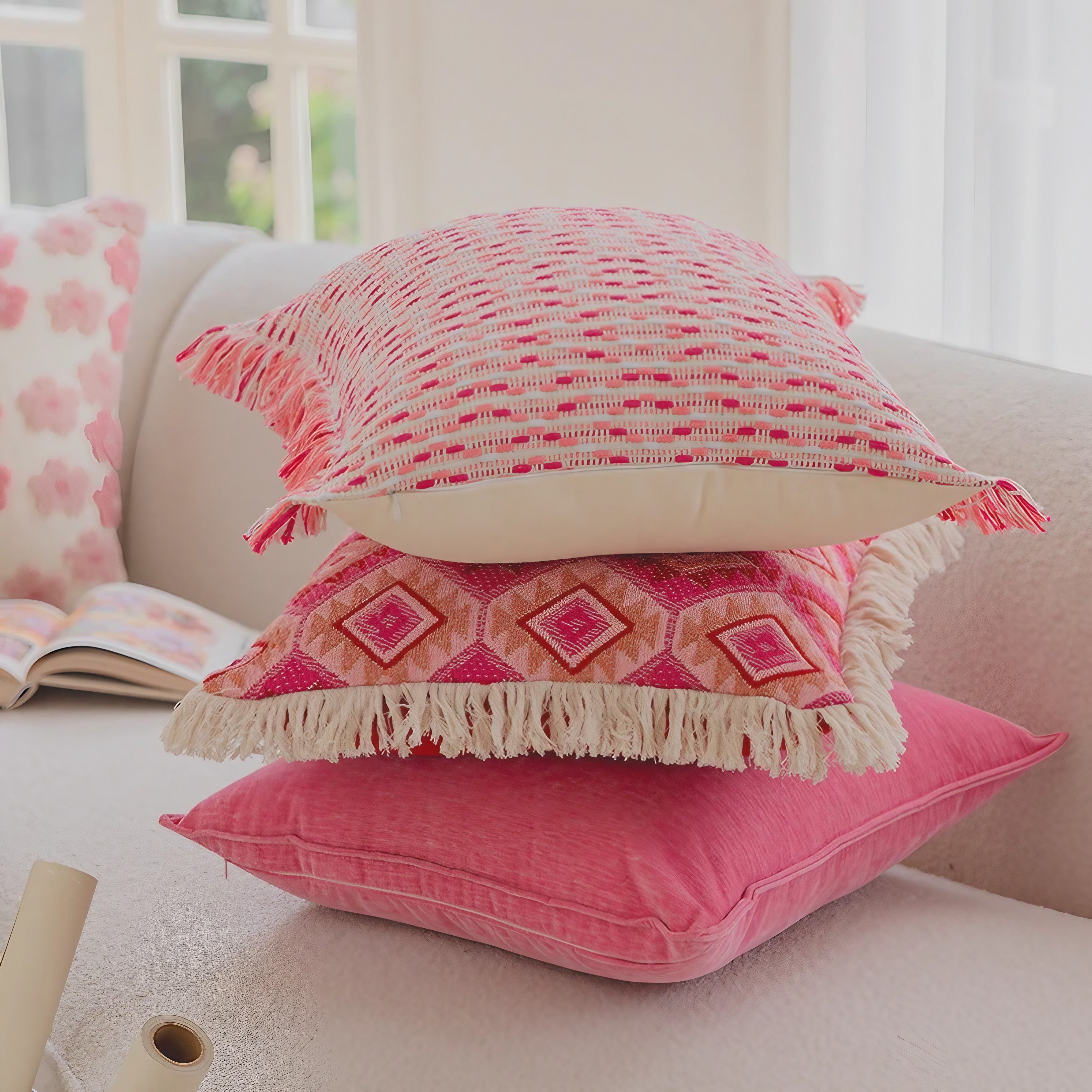 Pink Harmony Cushion Covers