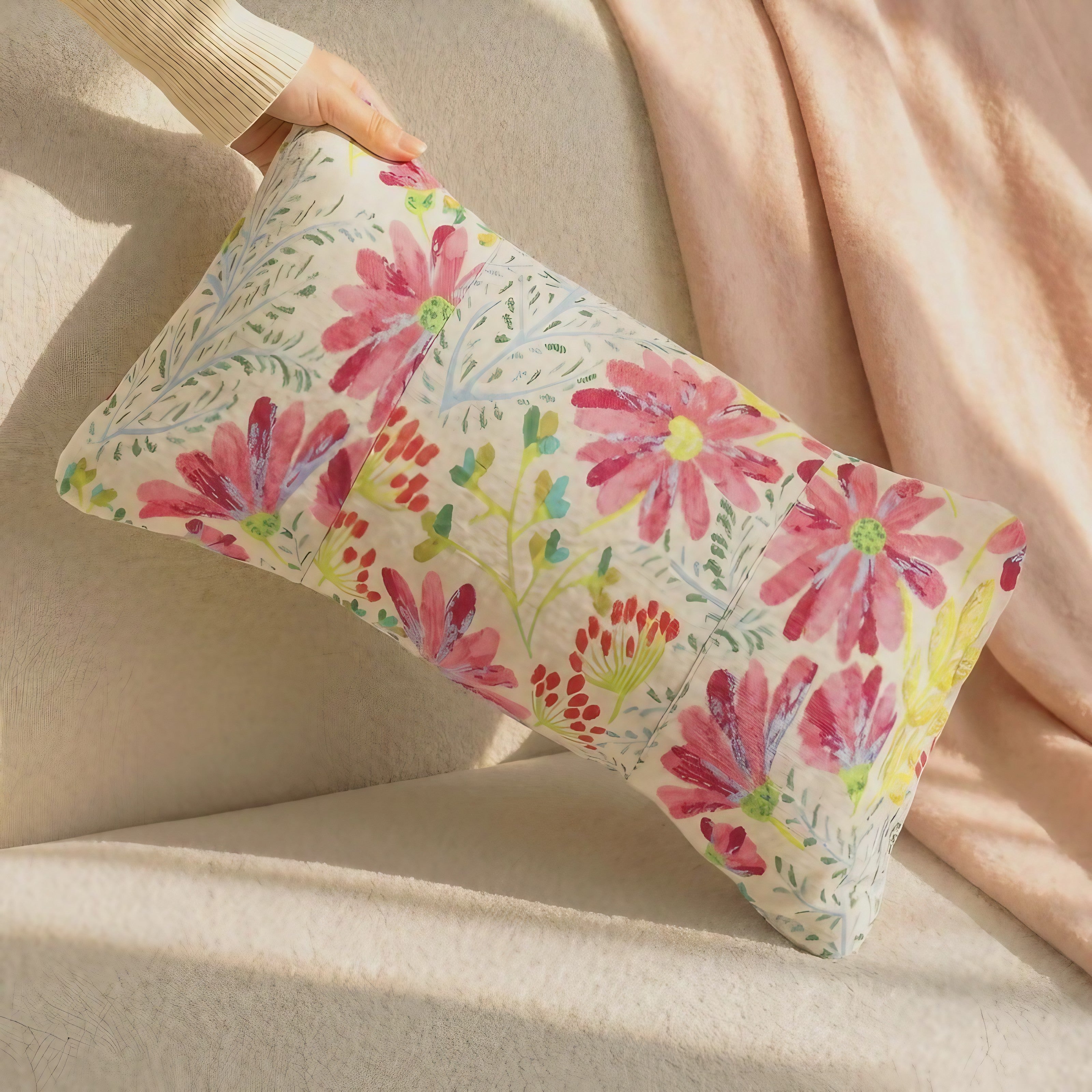 Pink Meadow Lumbar Cushion