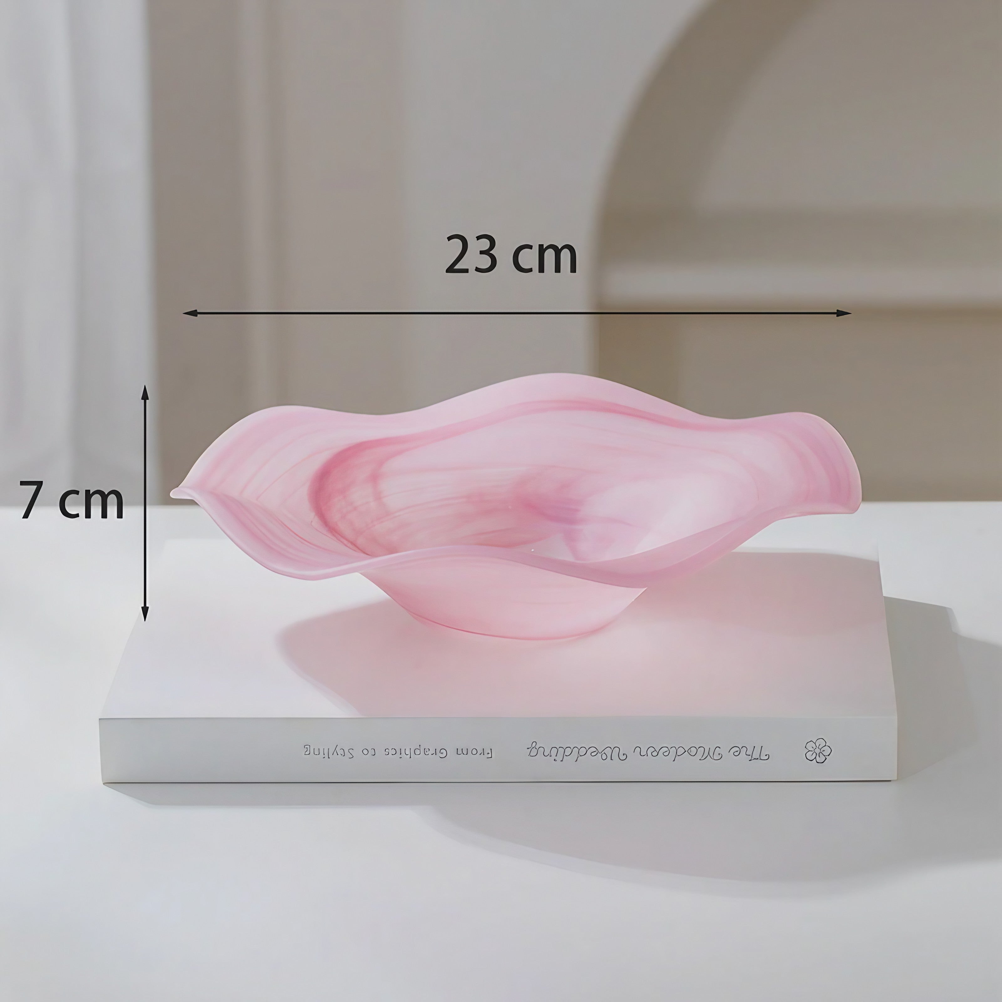 Pink Swirl Scalloped Glass Bowl