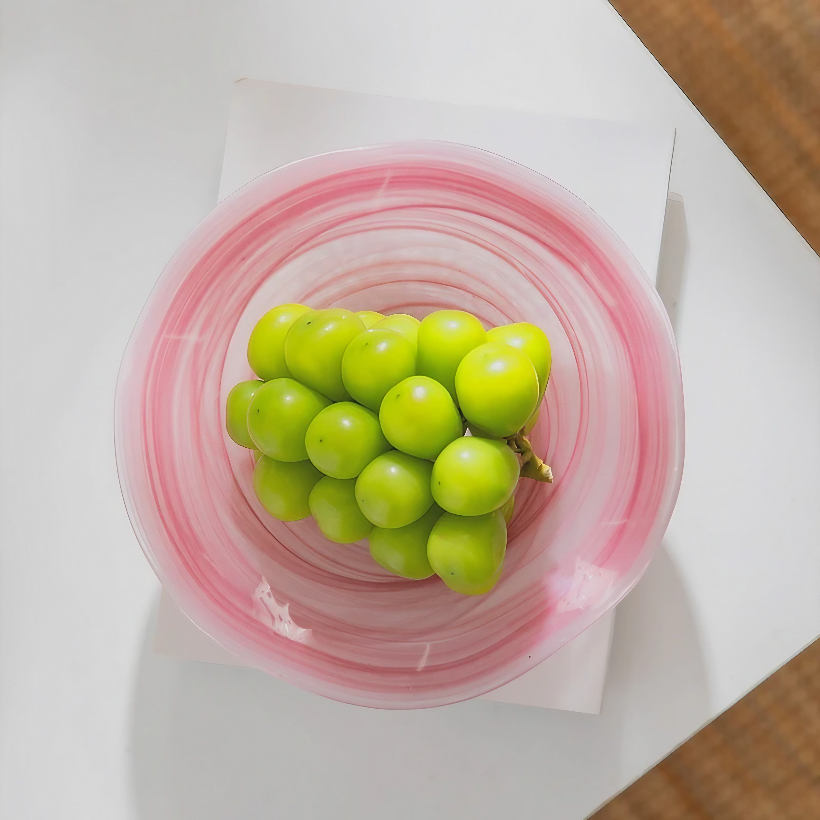 Pink Swirl Scalloped Glass Bowl
