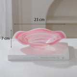 Pink Swirl Scalloped Glass Bowl