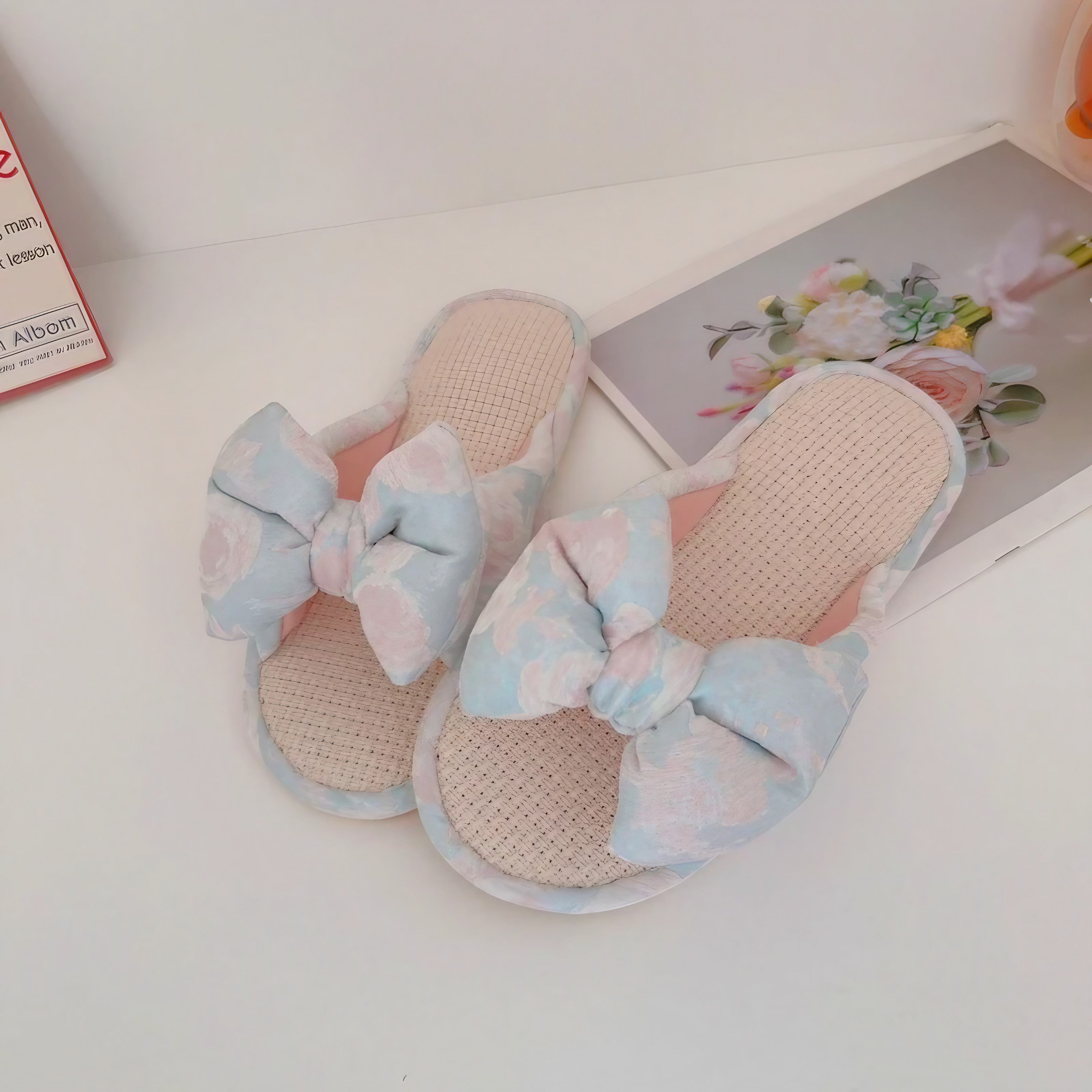 Puffy Pastel Bow Slippers
