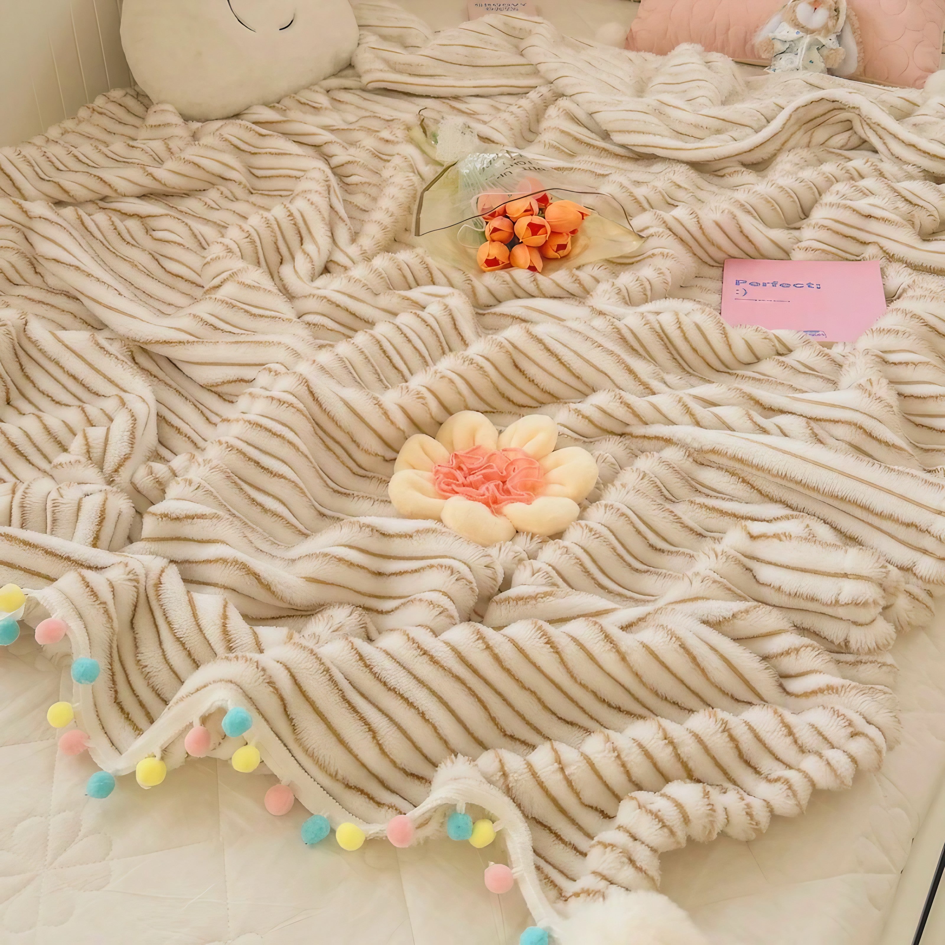 Rainbow Pompom Blankets