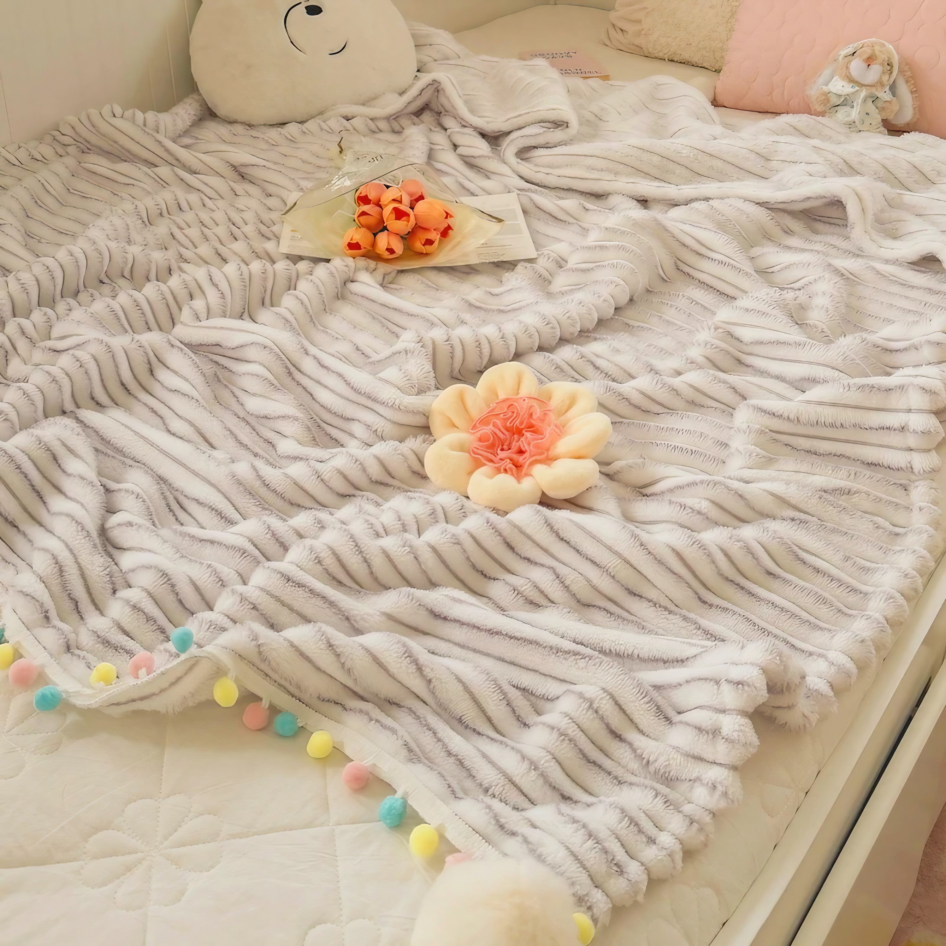 Rainbow Pompom Blankets