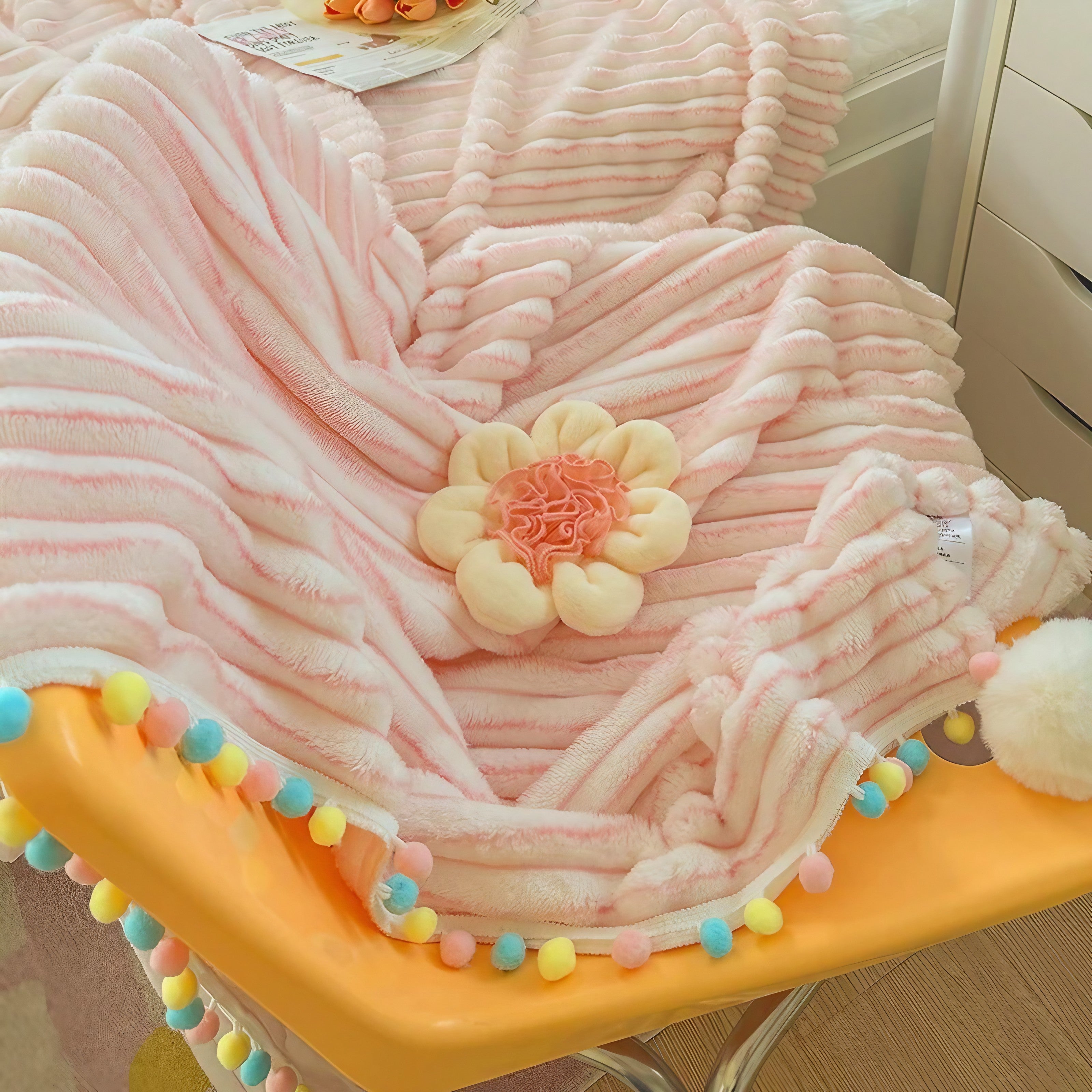 Rainbow Pompom Blankets