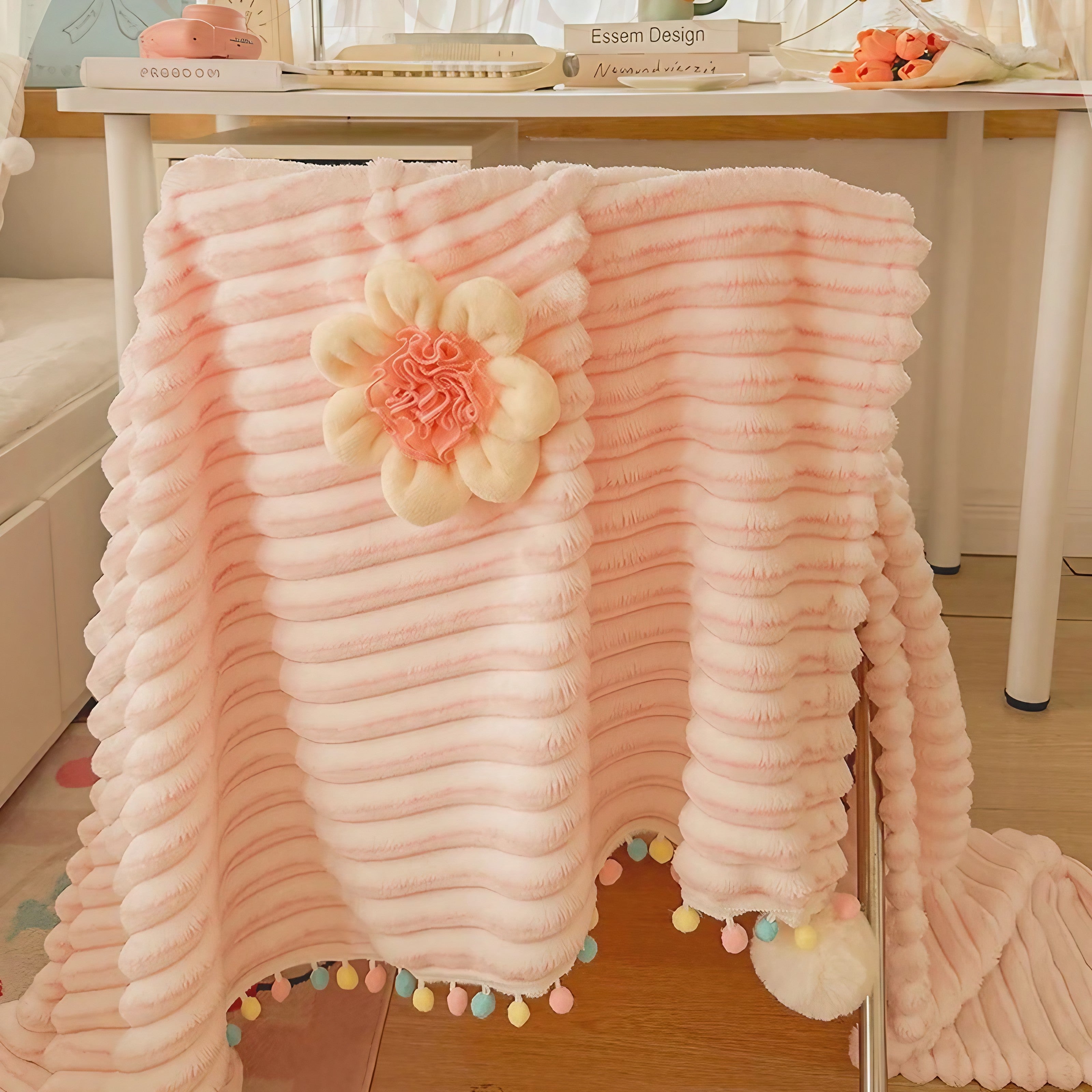 Rainbow Pompom Blankets
