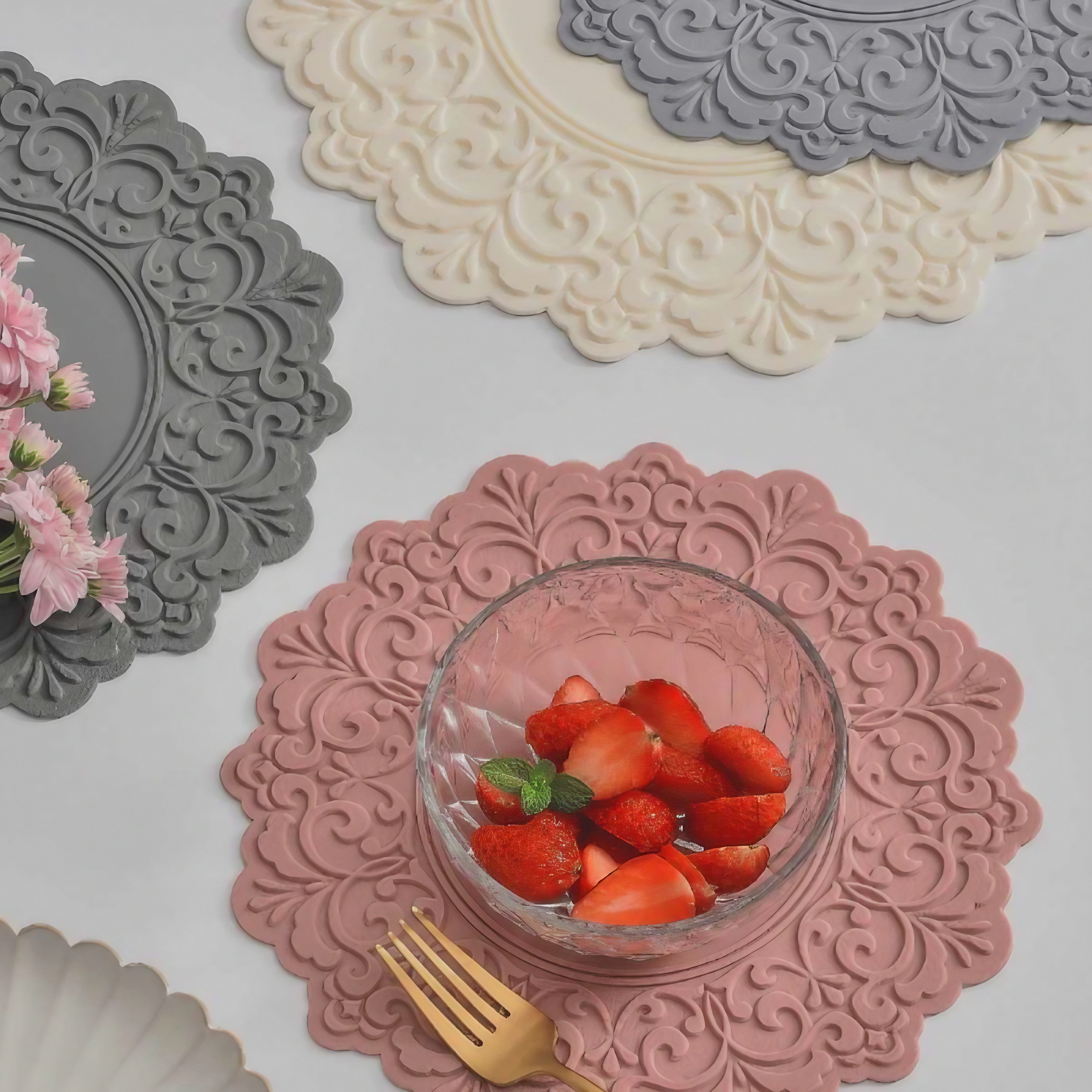 Rococo Lace Relief Coasters