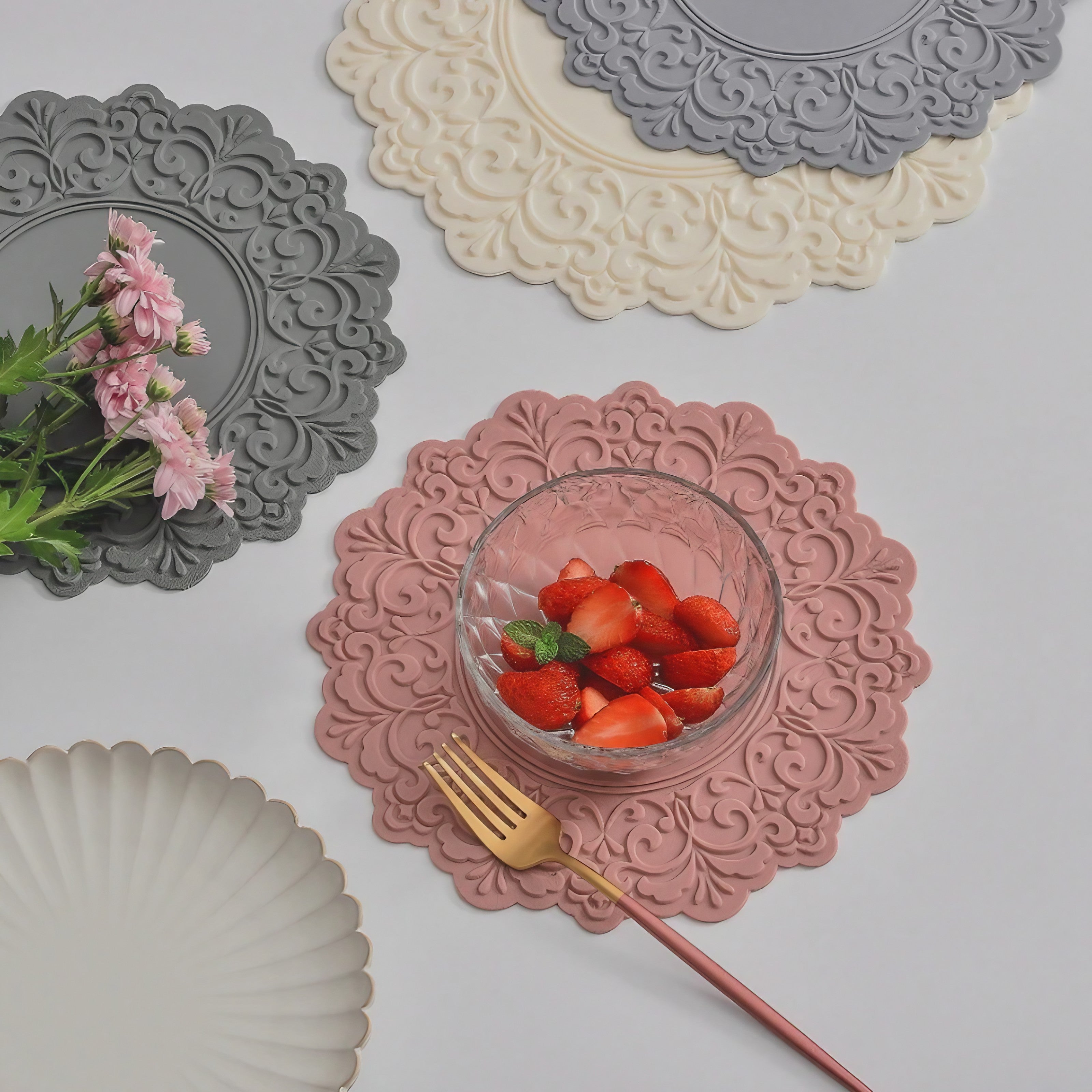 Rococo Lace Relief Coasters