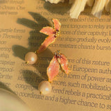 Rose Leaf Pearl Earrings