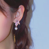 Rose Leaf Pearl Earrings