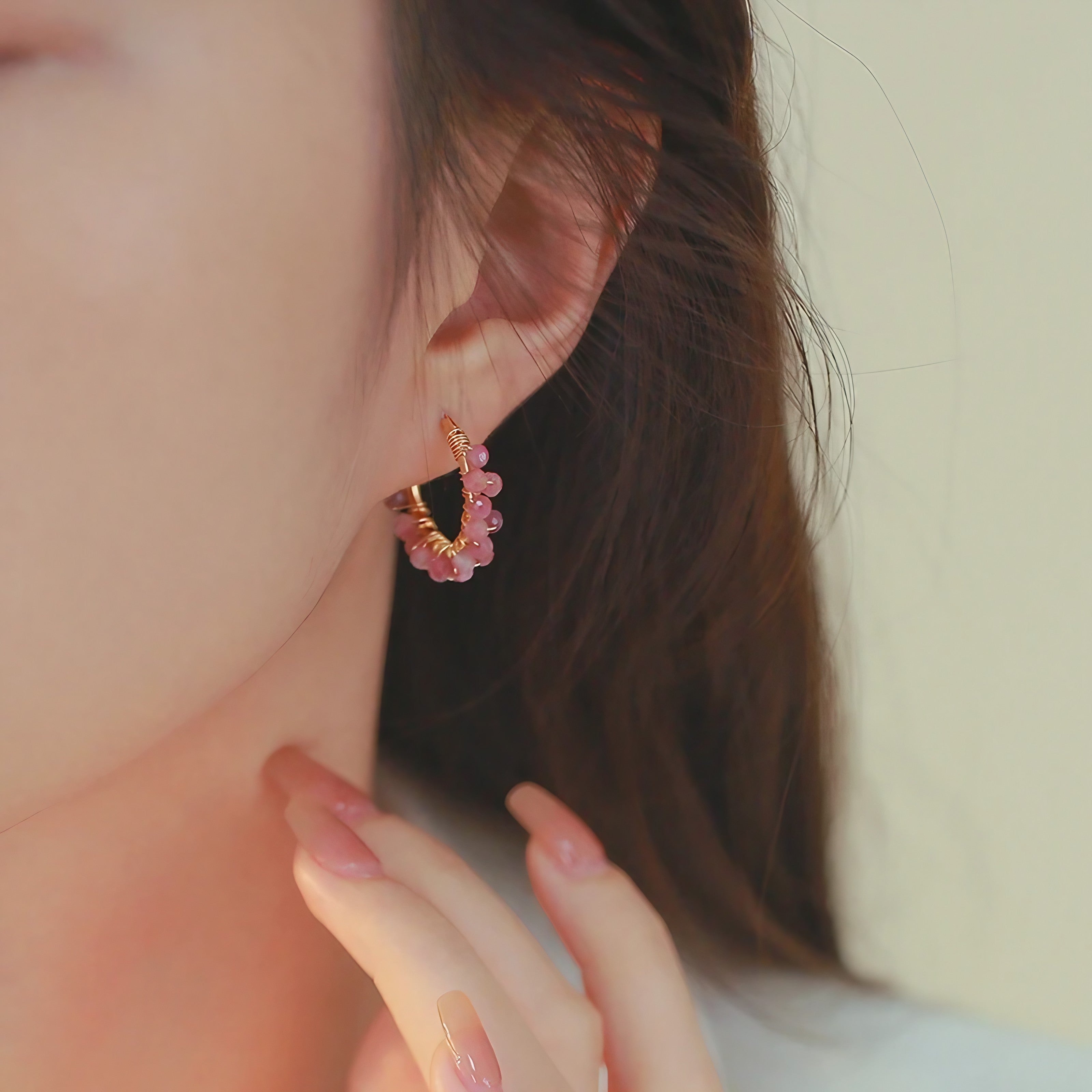 Rose Mist Hoop Earrings