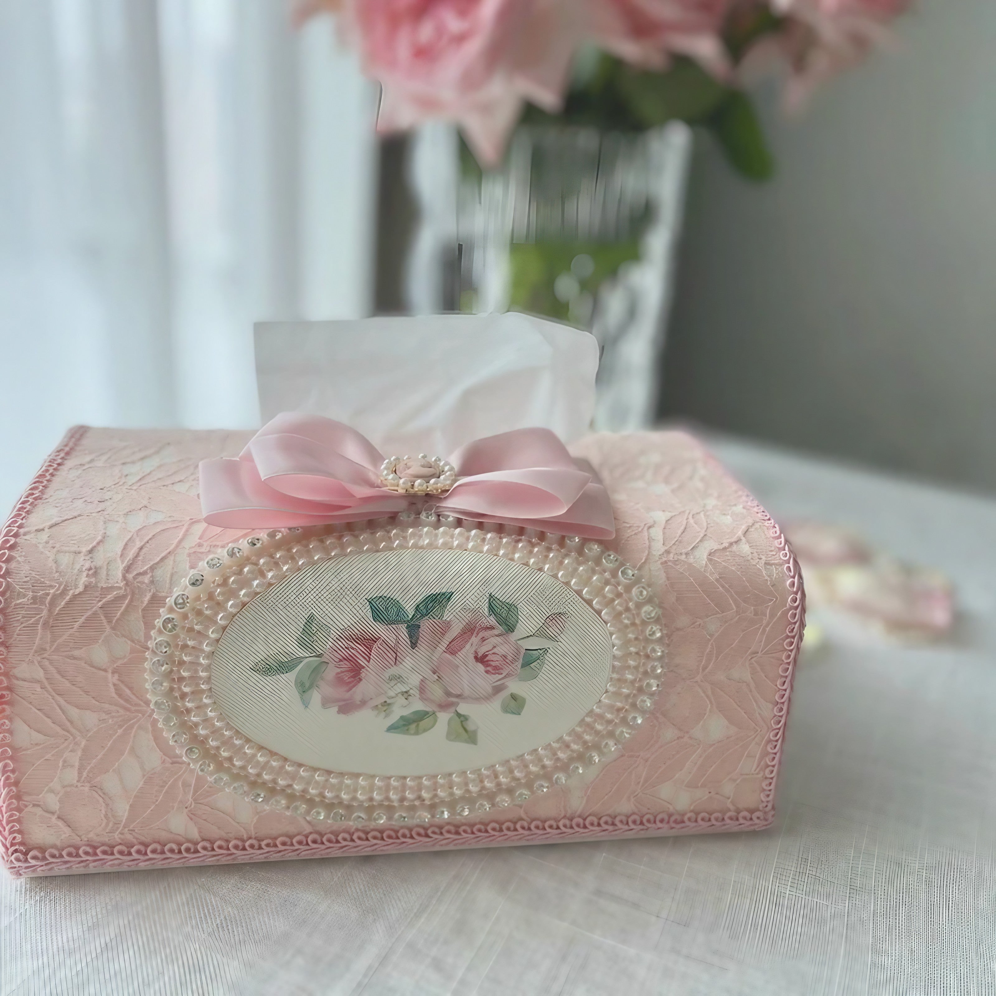 Rose Pearl Tissue Box
