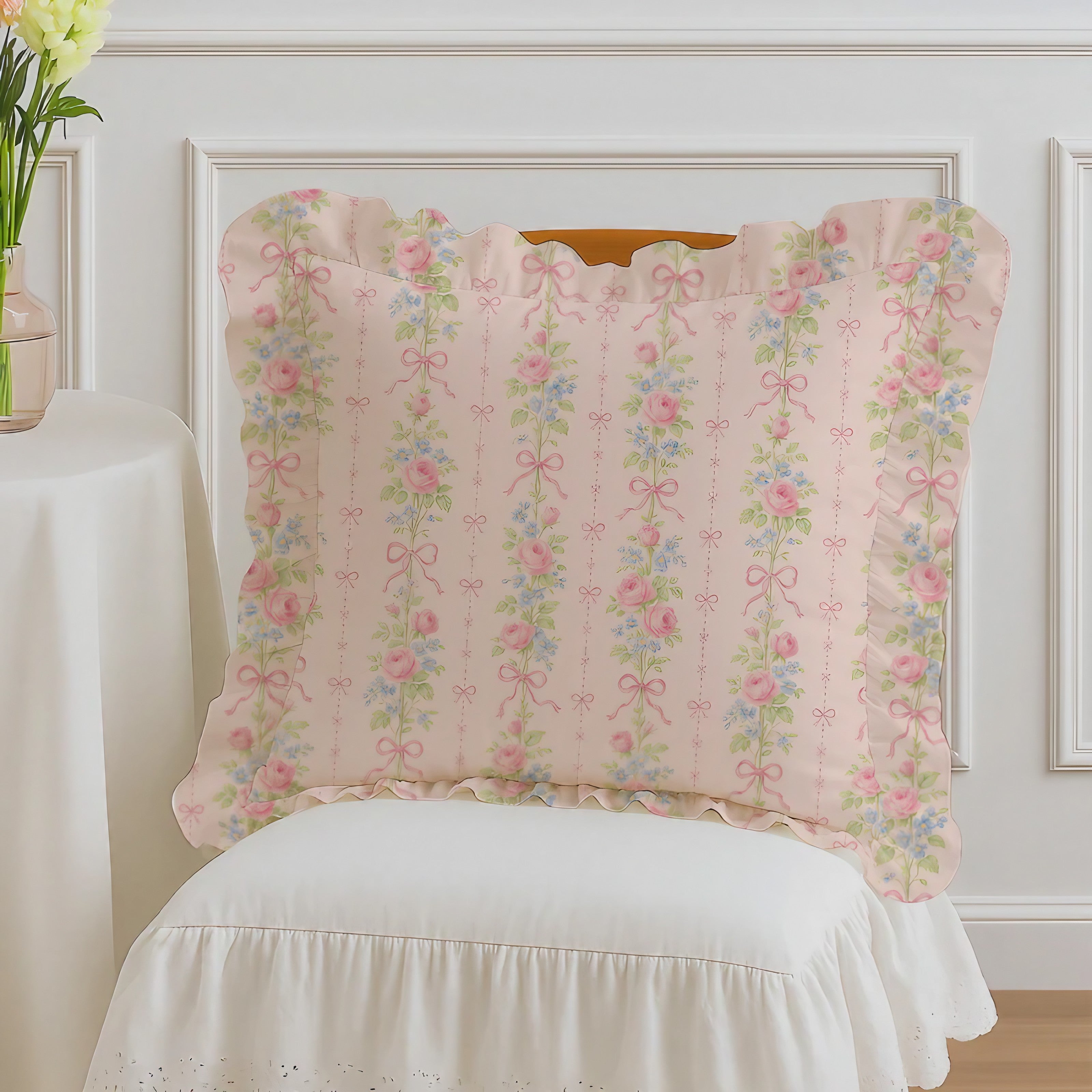 Rose Stripe Cushion Cover